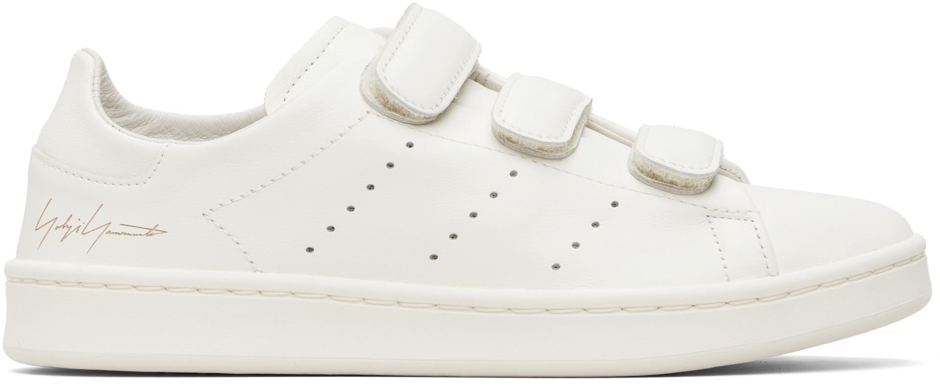 Y-3 - Baskets Stan Smith blanc cassé à brides à Velcro