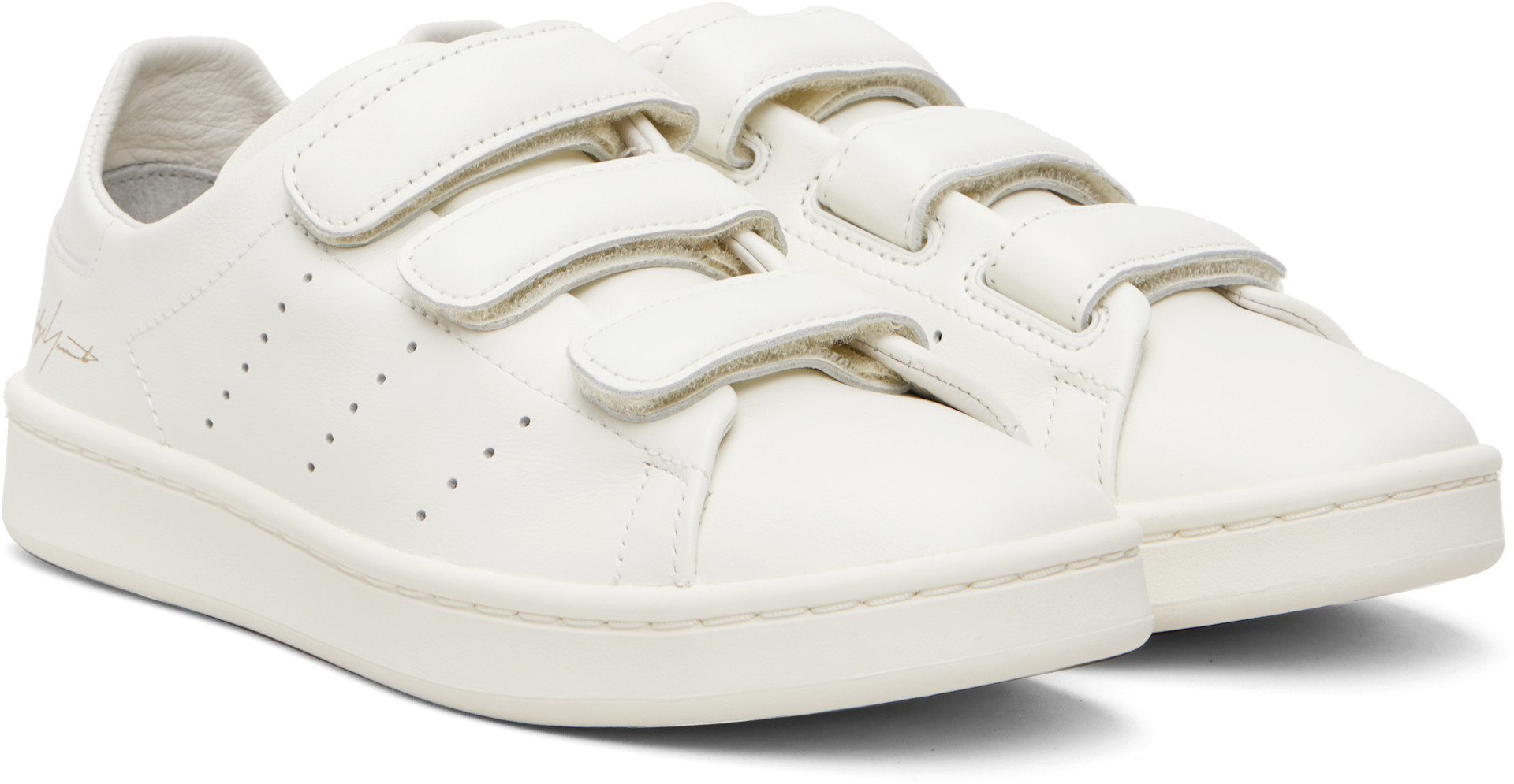 Y-3 - Baskets Stan Smith blanc cassé à brides à Velcro