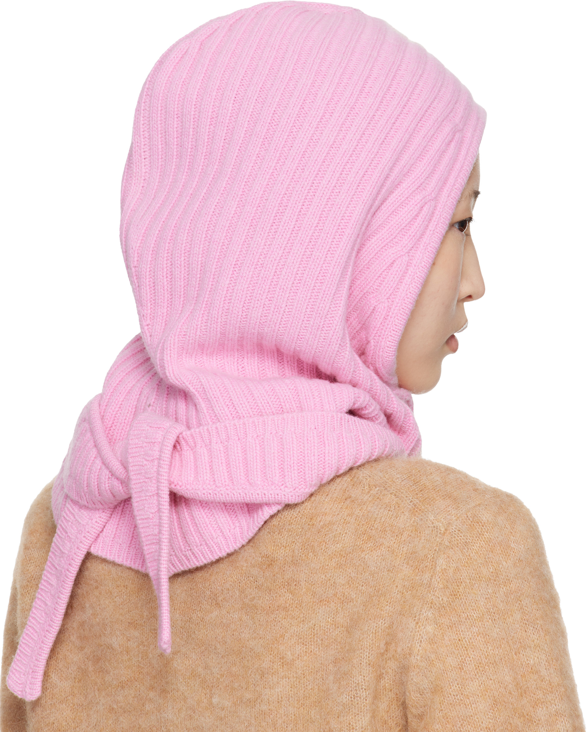 GANNI: Pink Wool Mix Balaclava | SSENSE