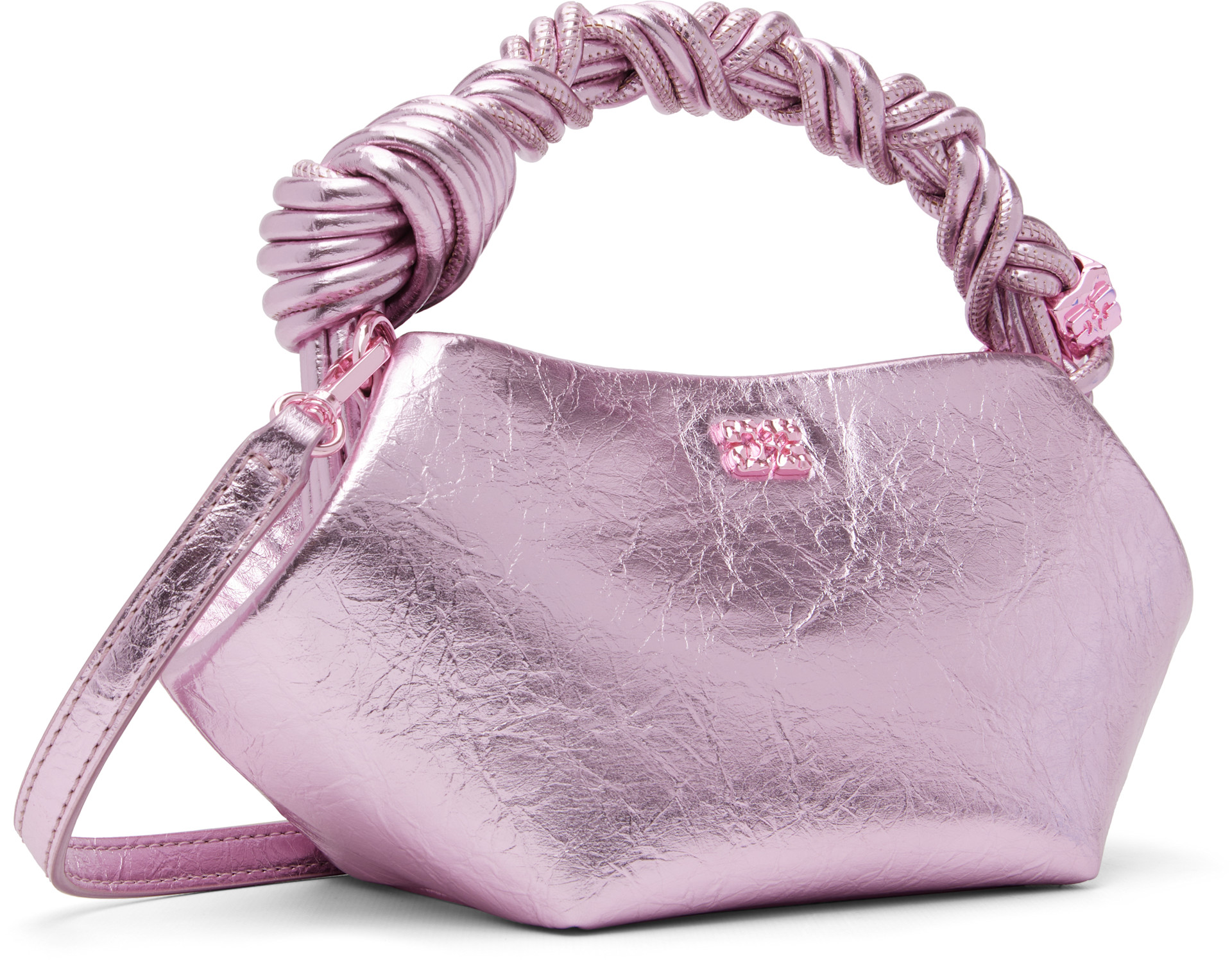GANNI: Pink Metallic Mini Bou Bag | SSENSE Canada