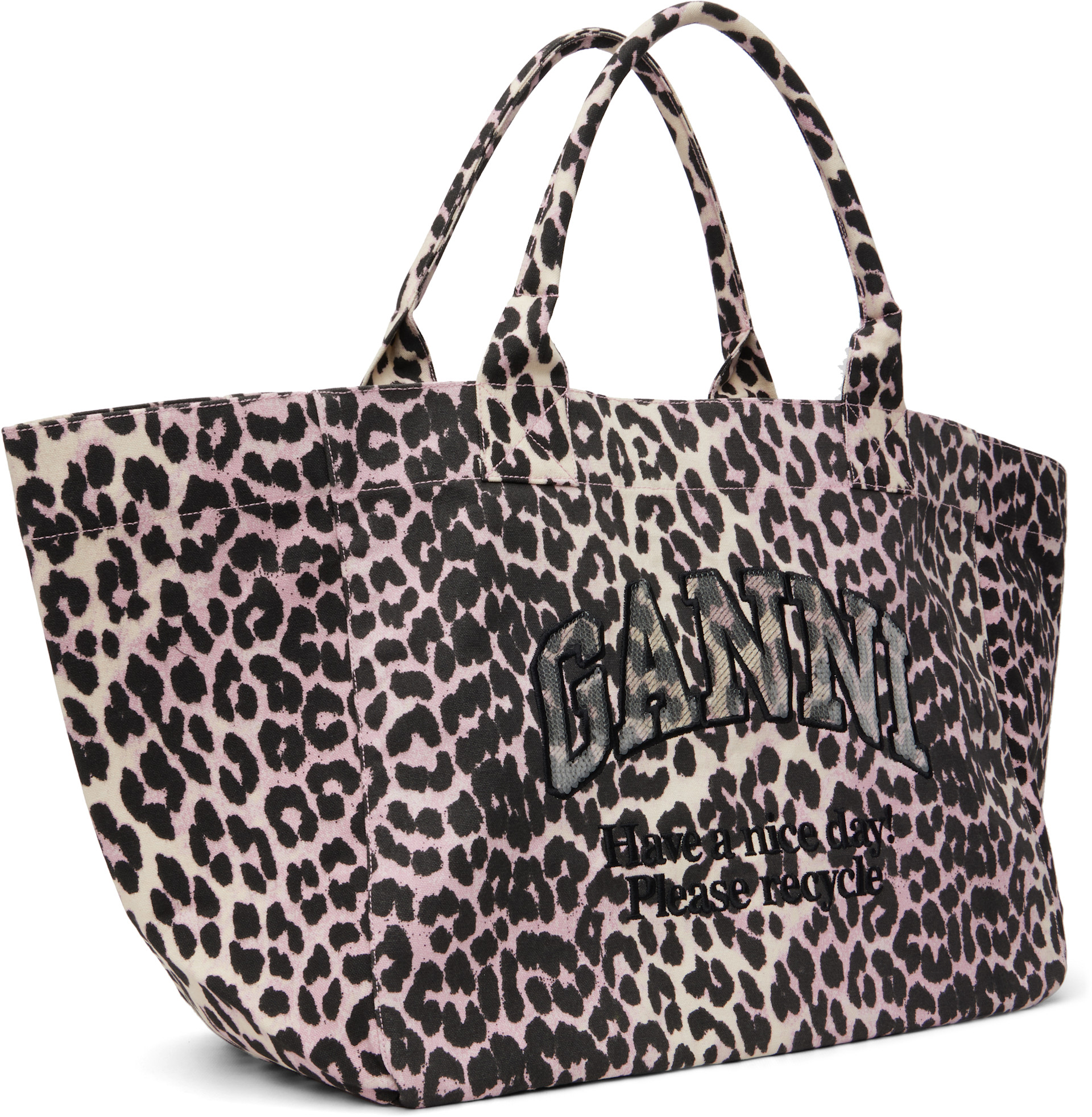 GANNI: Pink Leopard Sequin XXL Tote | SSENSE