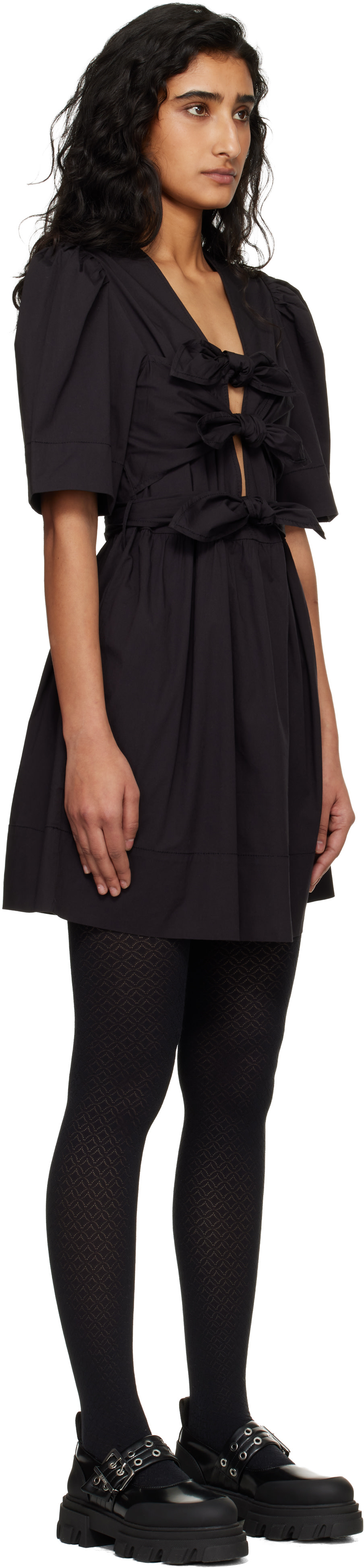 GANNI - Robe courte noire en coton