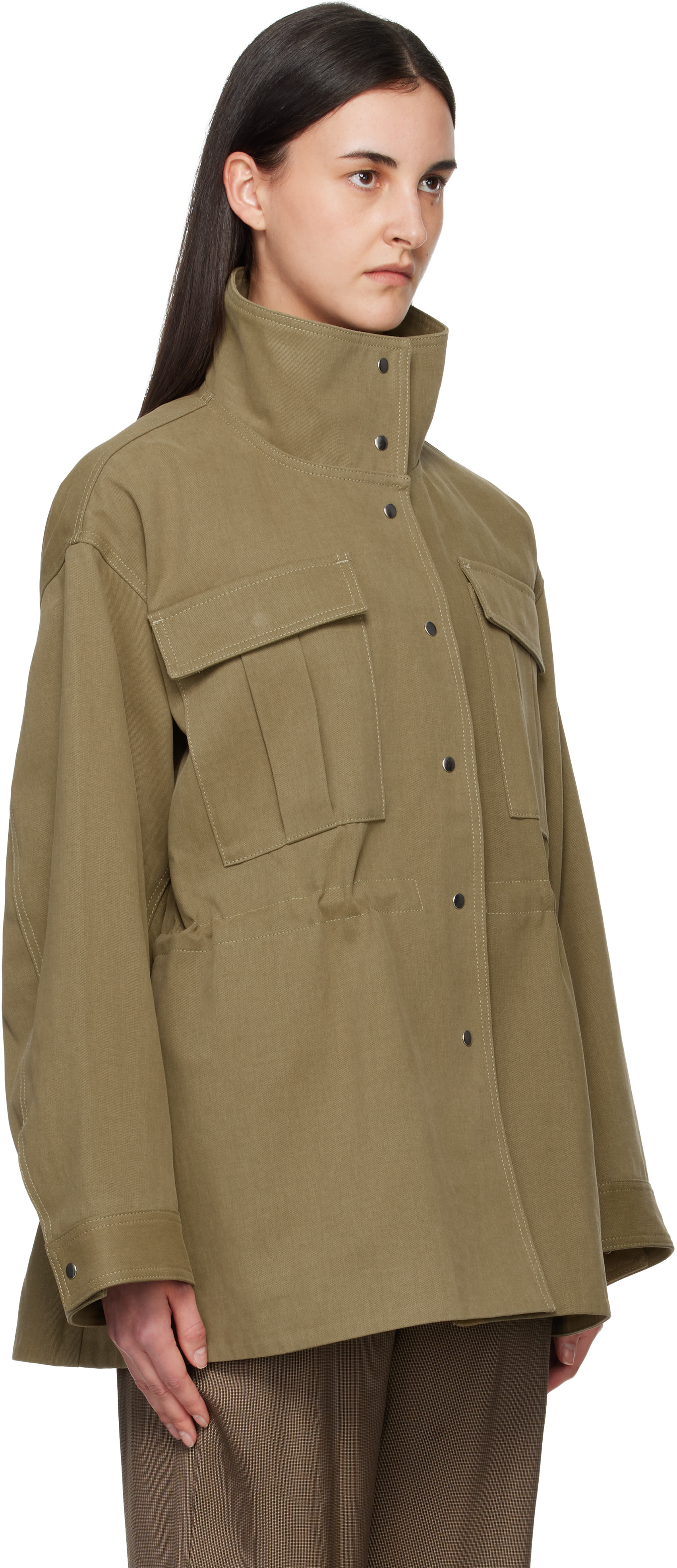 Róhe: Khaki Sculptural Safari Jacket | SSENSE