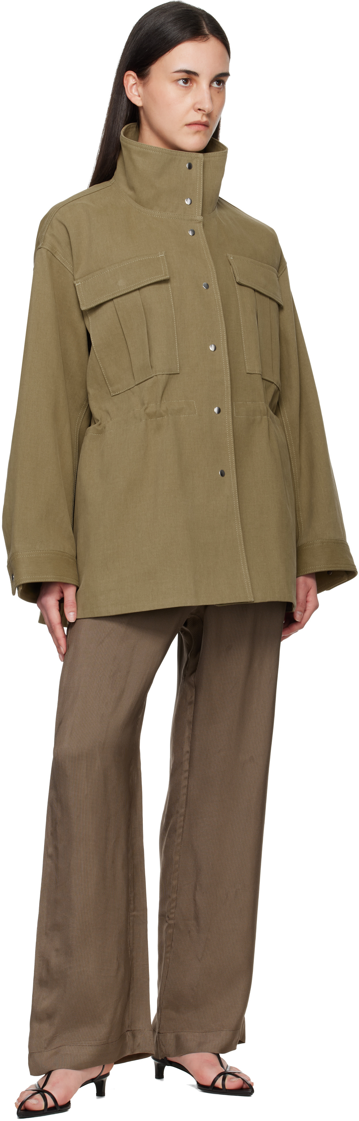 Róhe: Khaki Sculptural Safari Jacket | SSENSE