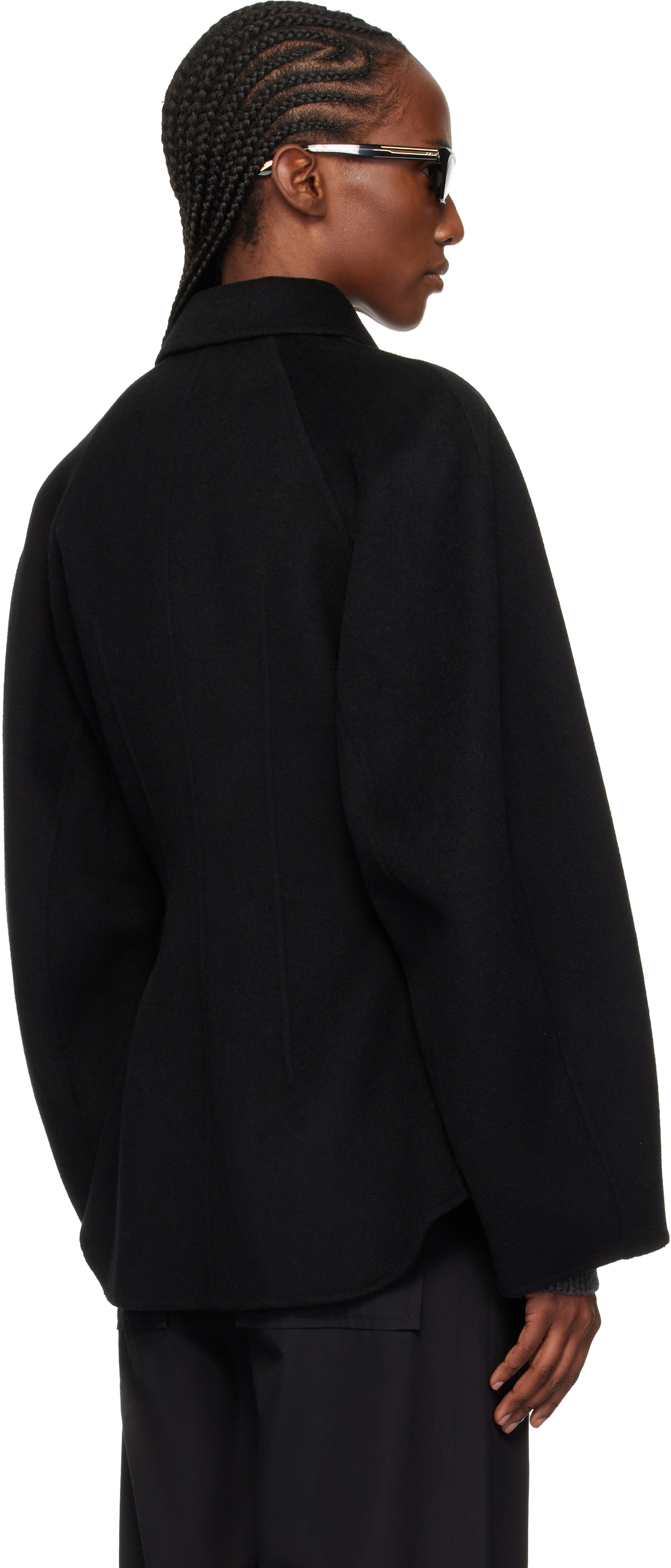 Róhe: Black Double-Faced Sculptural Jacket | SSENSE
