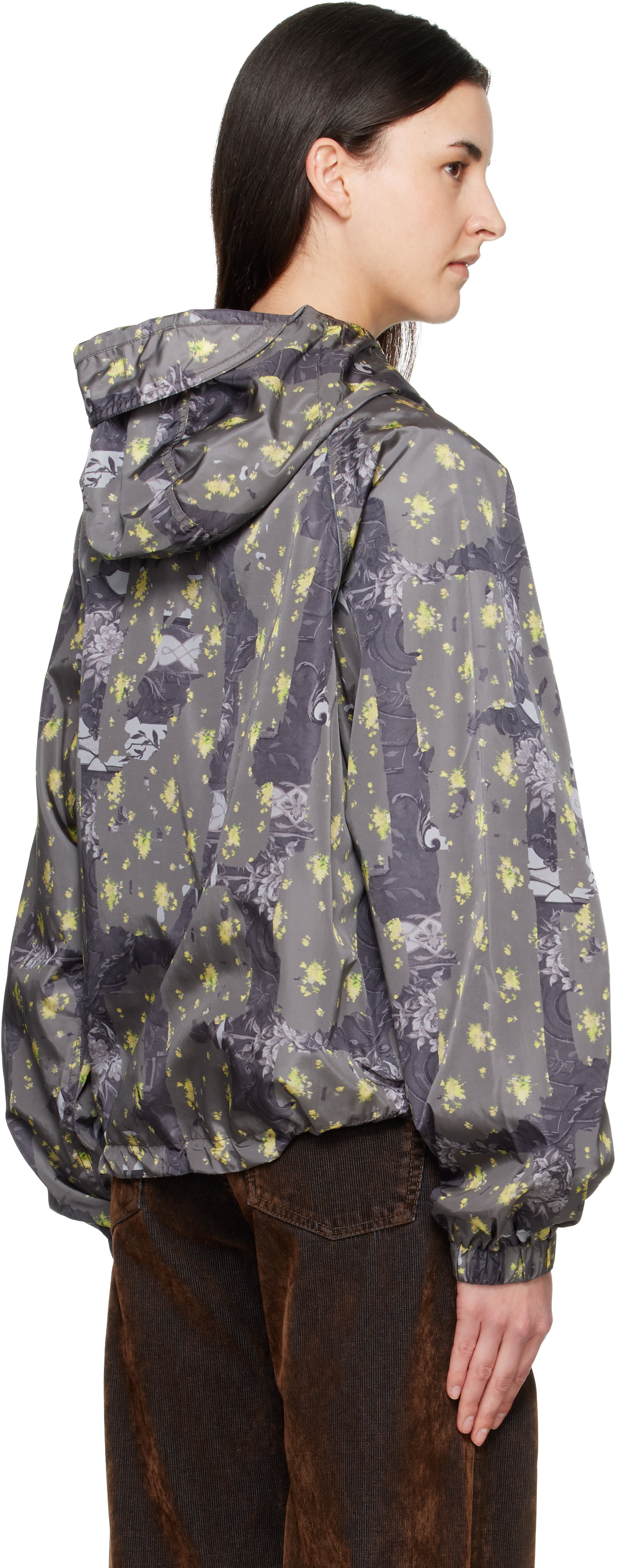 GANNI - Blouson gris à motif fleuri