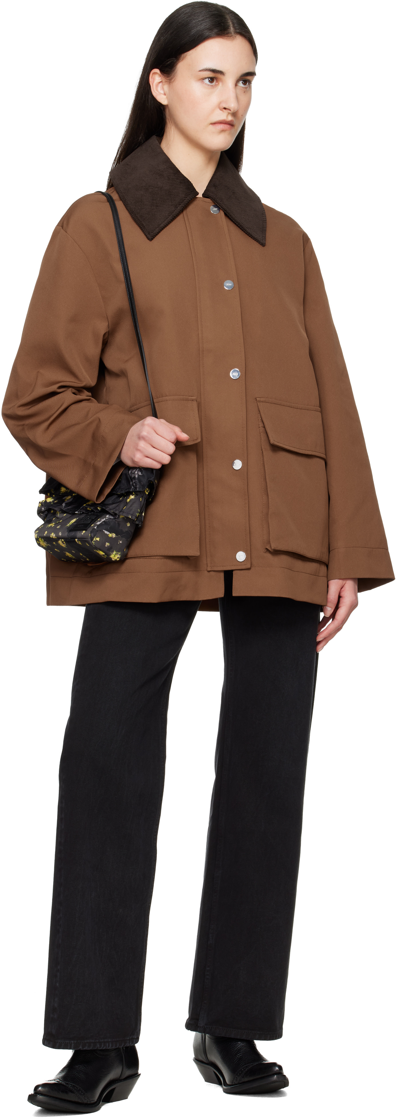 GANNI - Blouson brun en sergé