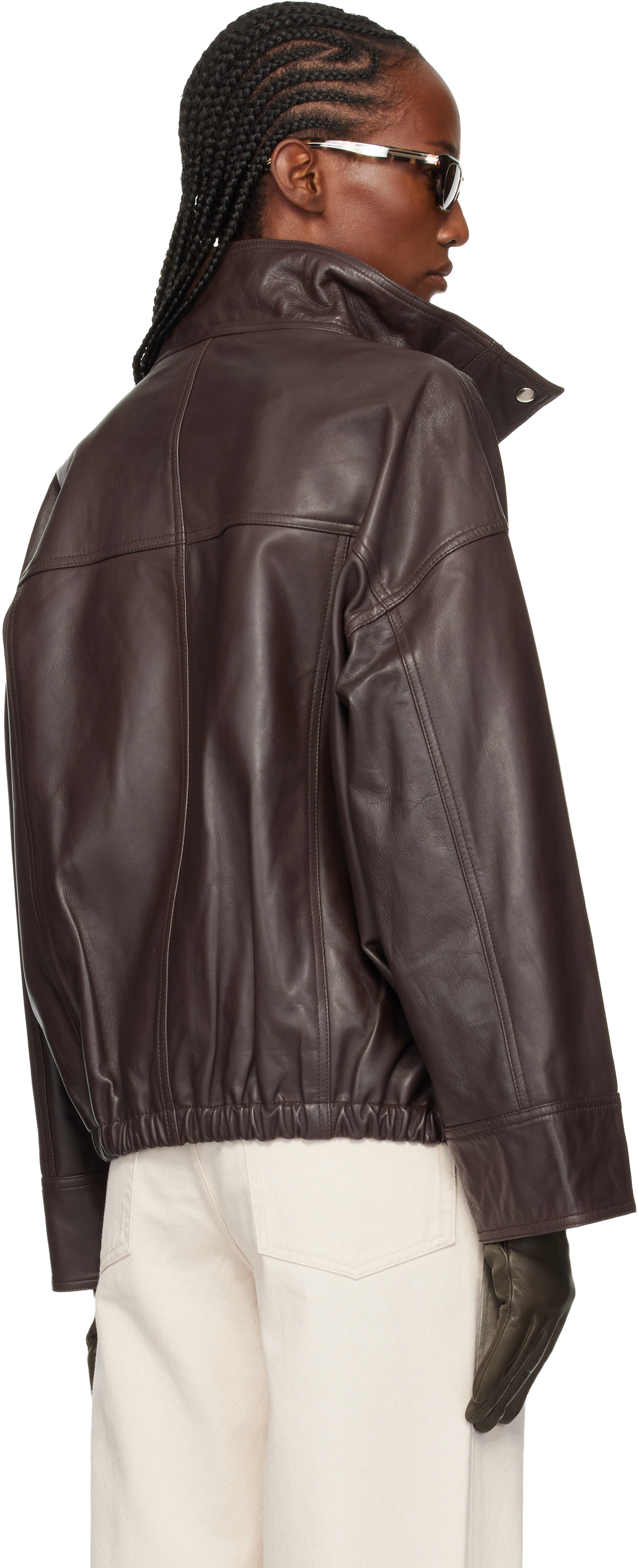 Róhe: Brown Reinvented Leather Jacket | SSENSE Canada
