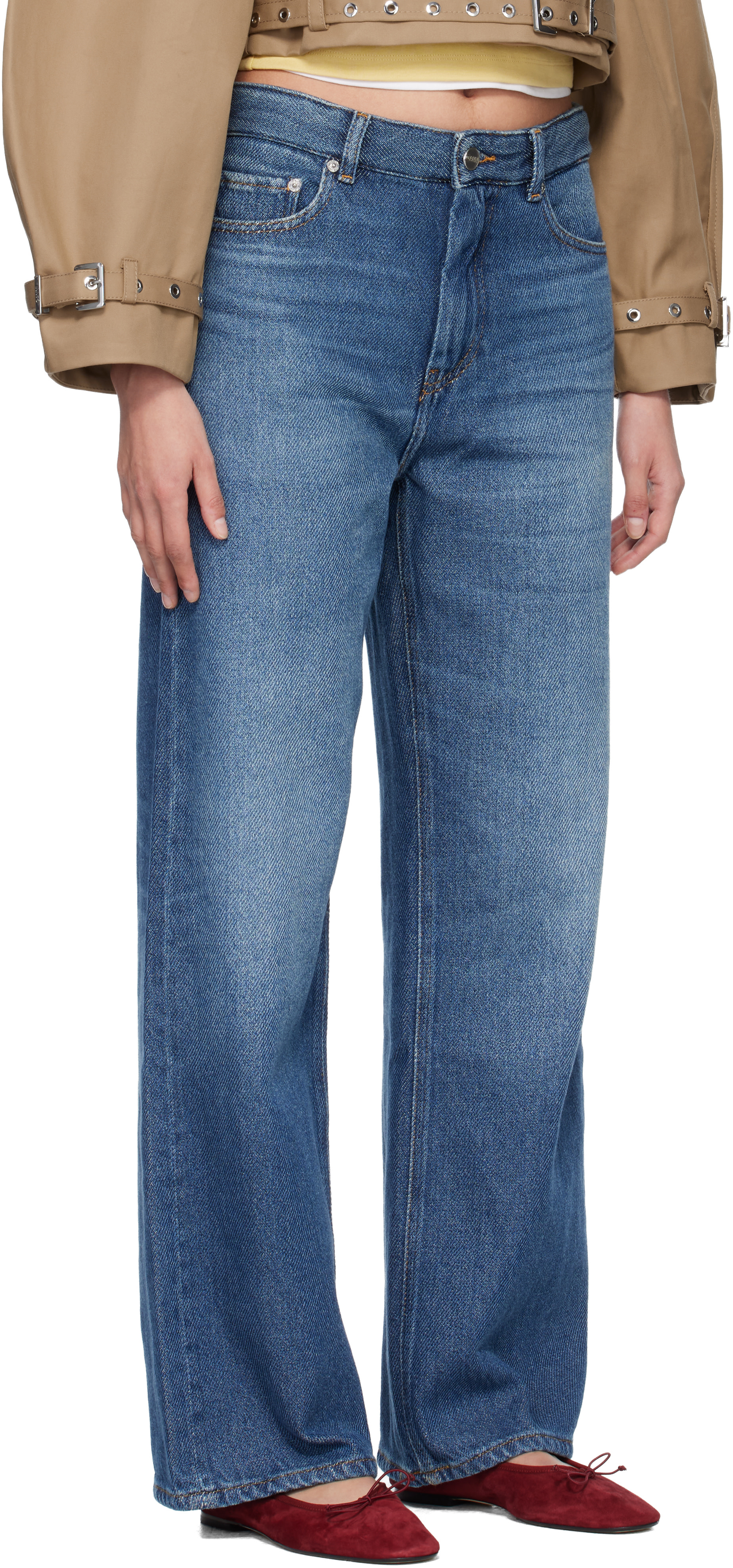 GANNI: Blue Baggy Heavy Izey Denim Jeans | SSENSE