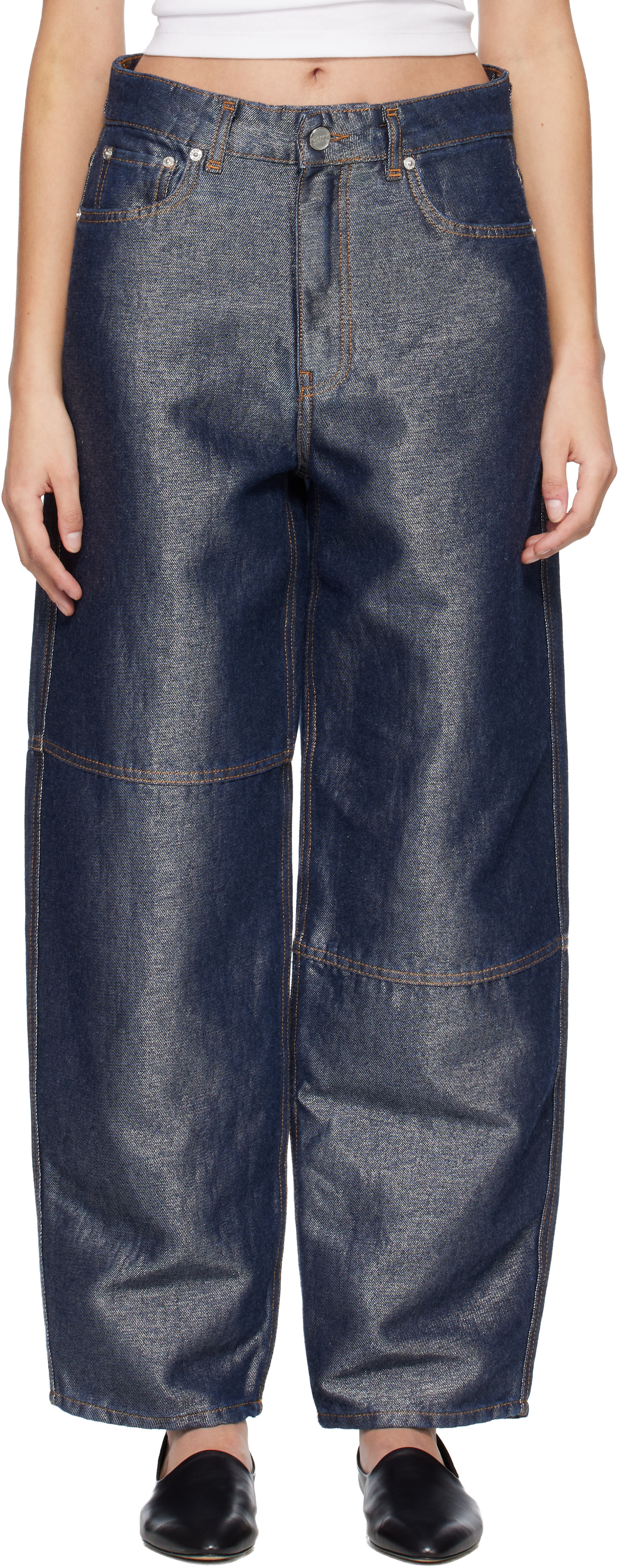 GANNI: Blue Stary Jeans | SSENSE