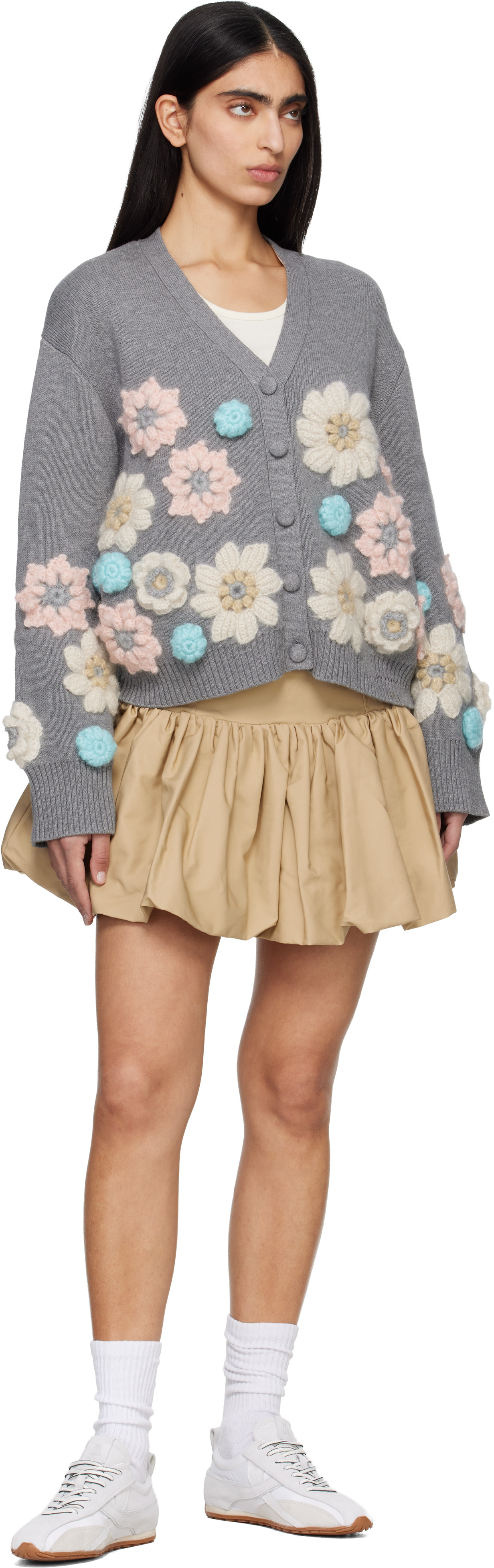 GANNI - Minijupe beige en coton
