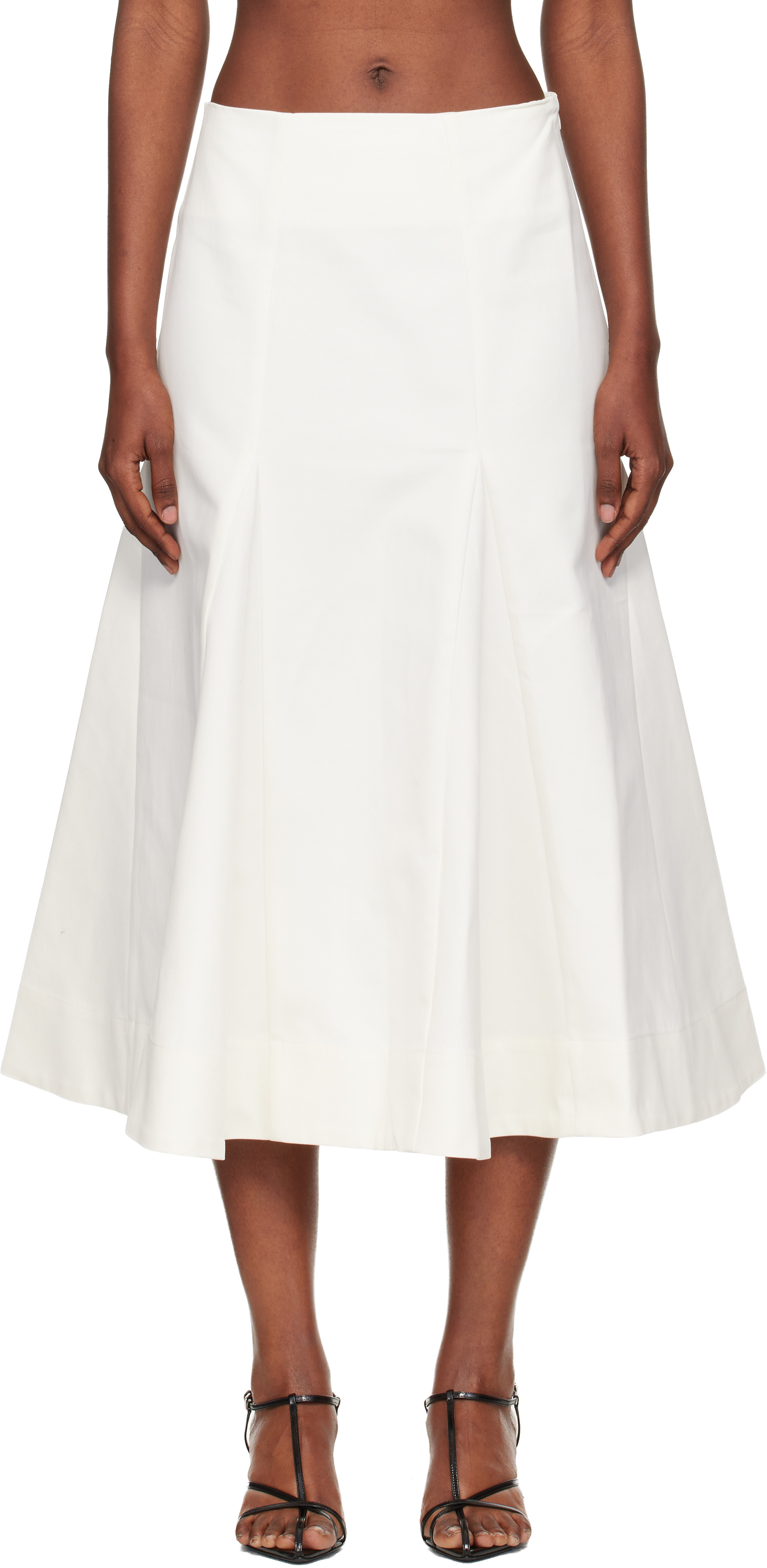 Róhe: Off-White Sculptural Cotton Midi Skirt | SSENSE