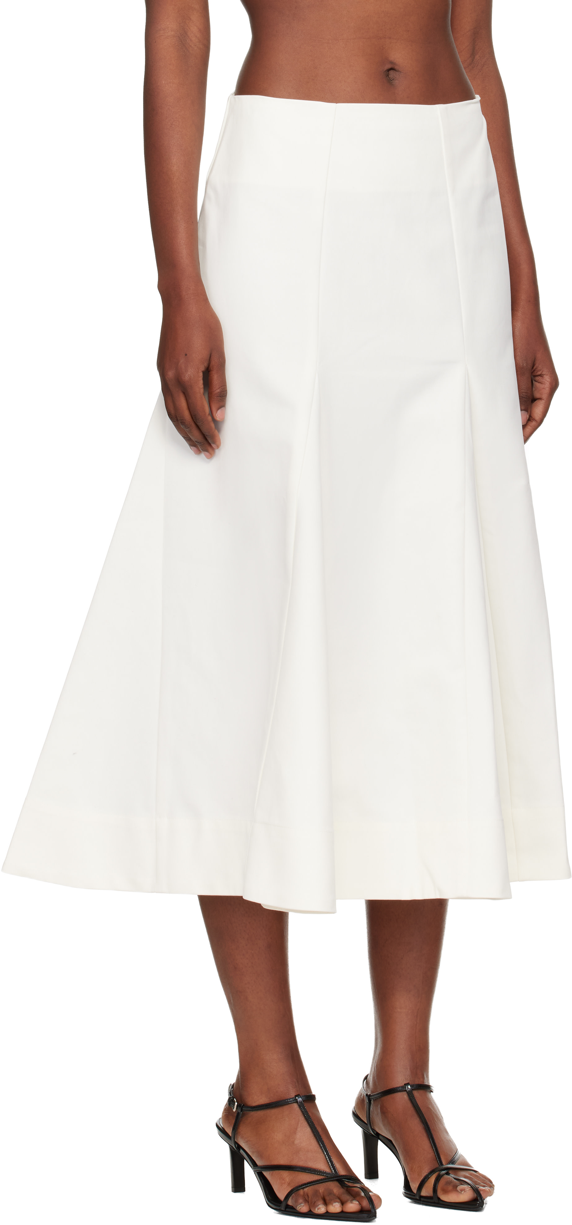 Róhe: Off-White Sculptural Cotton Midi Skirt | SSENSE