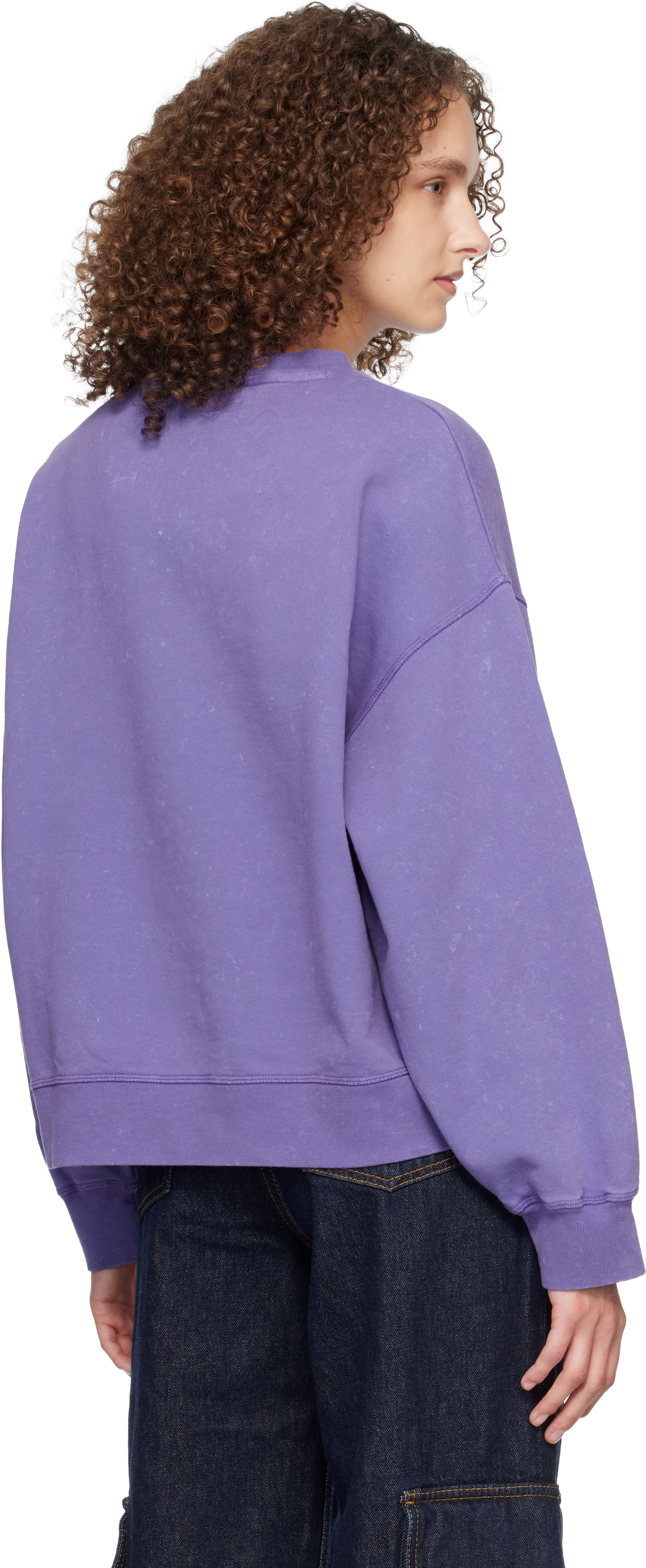 GANNI - Pull molletonné mauve à effet délavé rétro