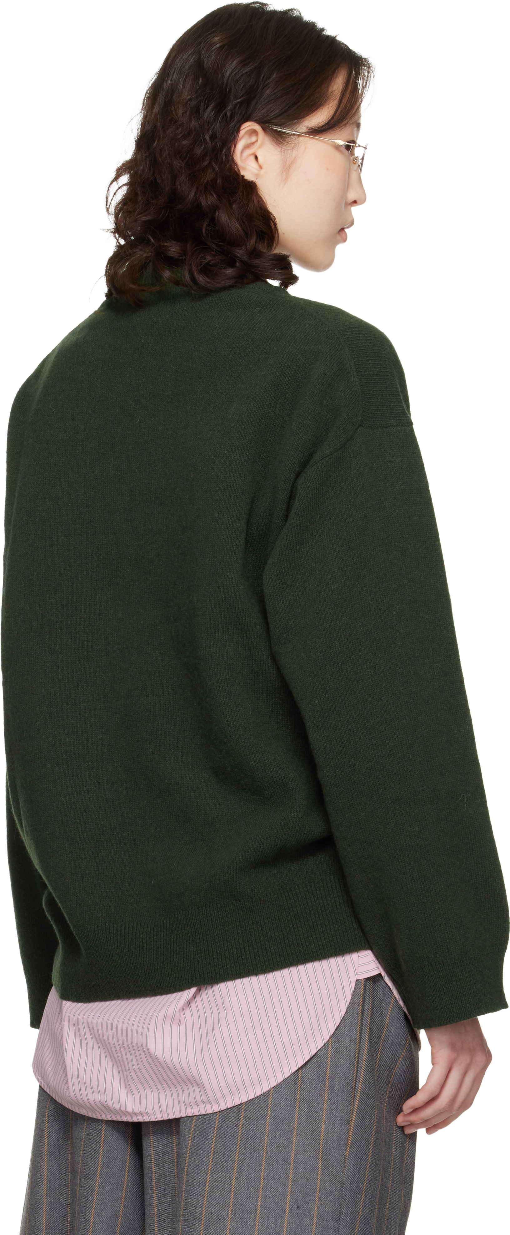 GANNI - Pull surdimensionné vert à image
