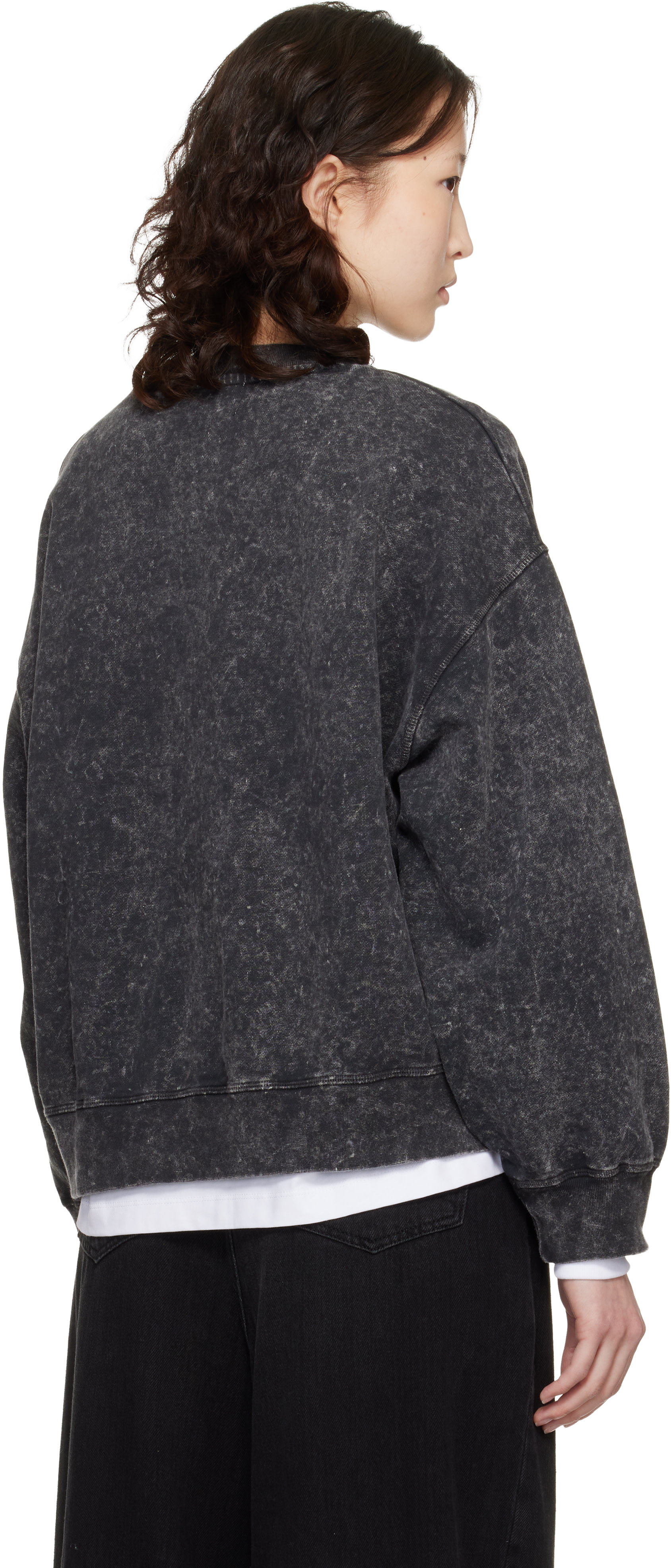 GANNI - Pull molletonné gris à effet délavé rétro