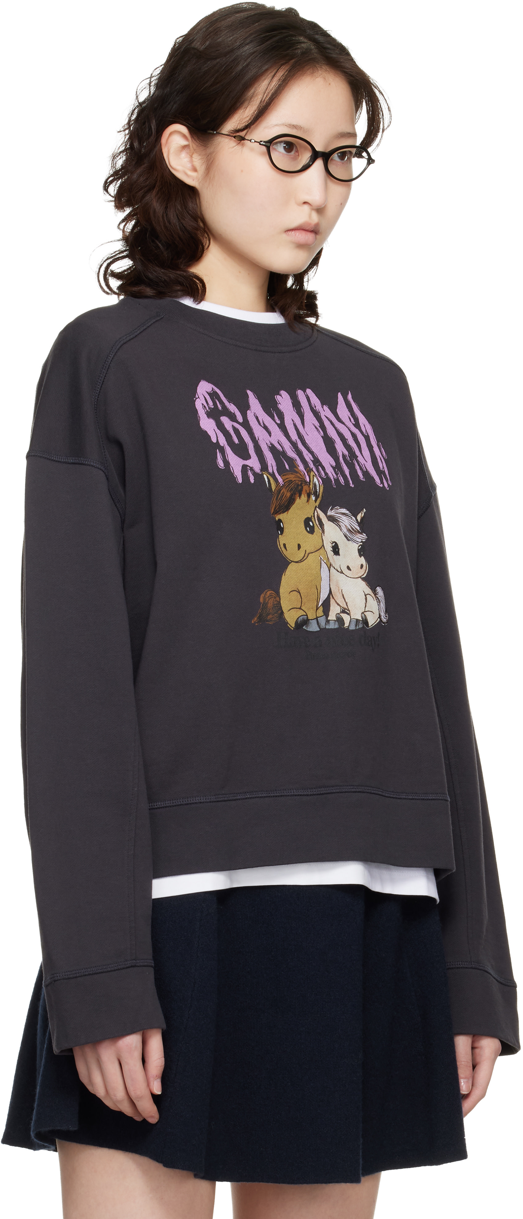 GANNI - Pull molletonné noir en jersey - Isoli