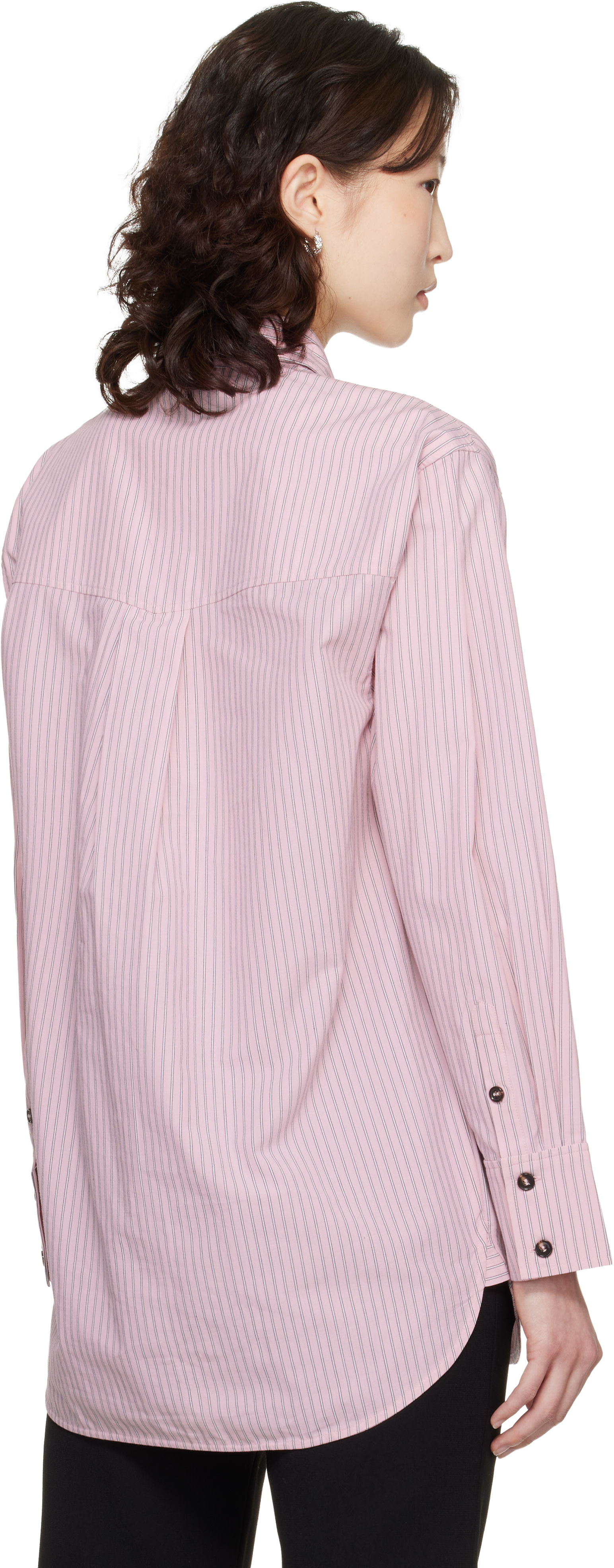 GANNI - Chemise rose à rayures