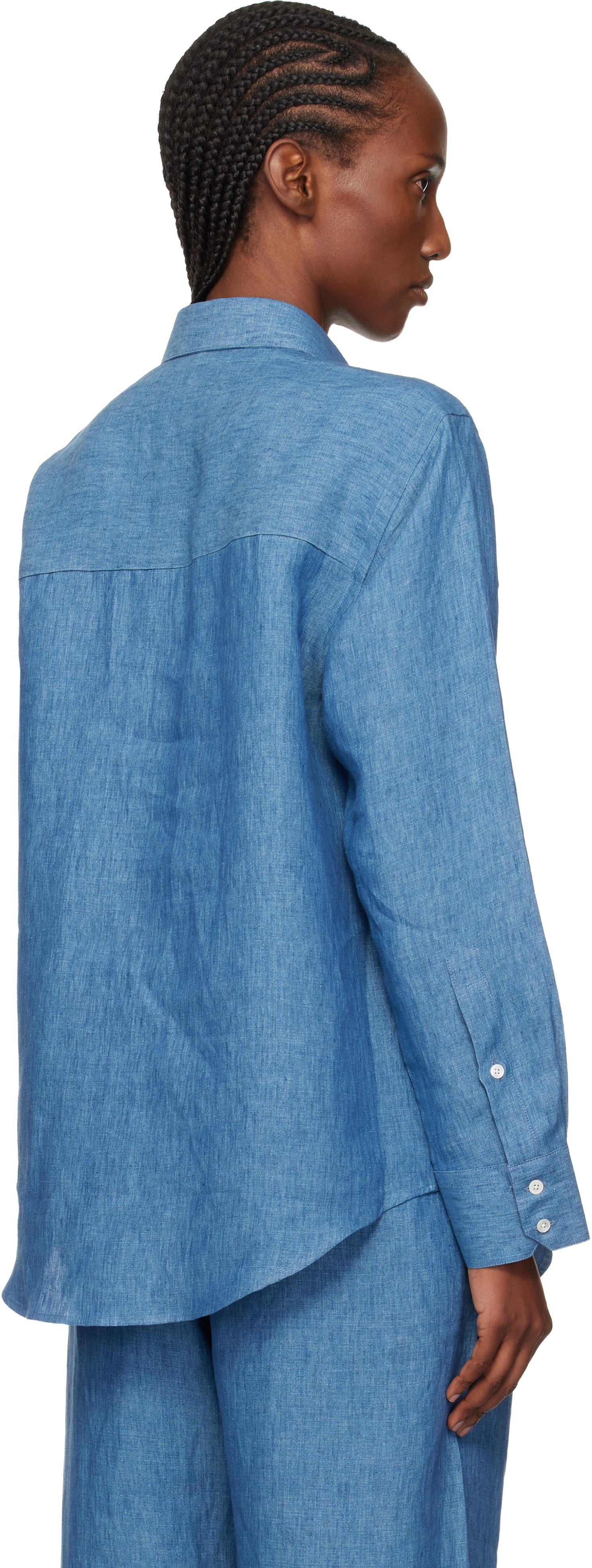 Róhe: Blue Classic Chambray Shirt | SSENSE