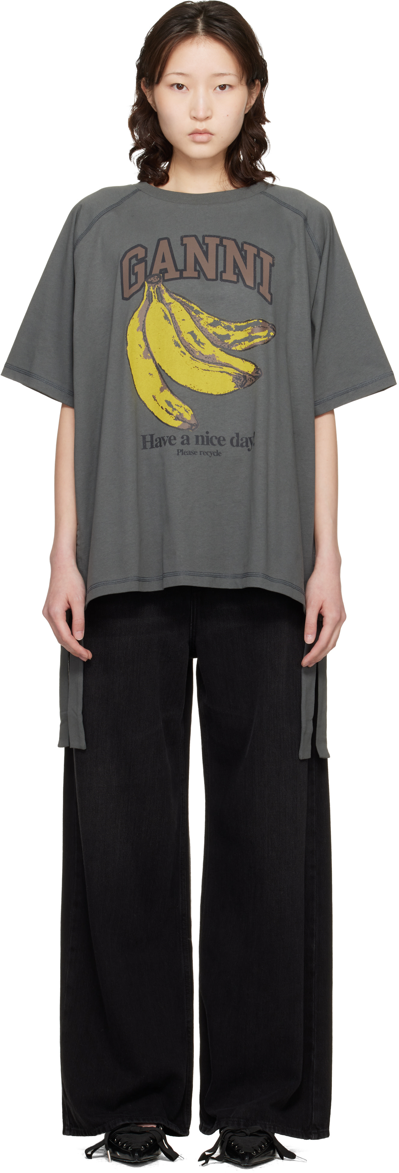 GANNI - T-shirt gris à image