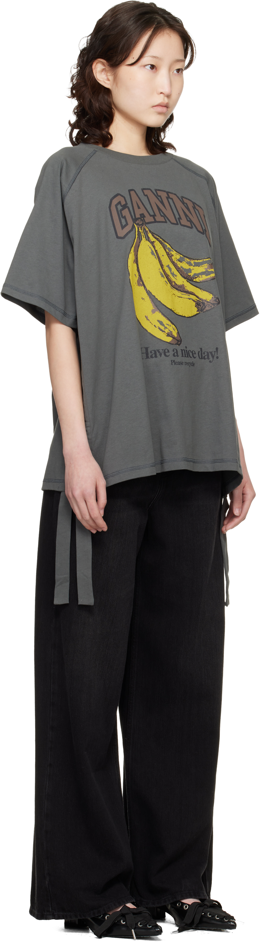 GANNI - T-shirt gris à image