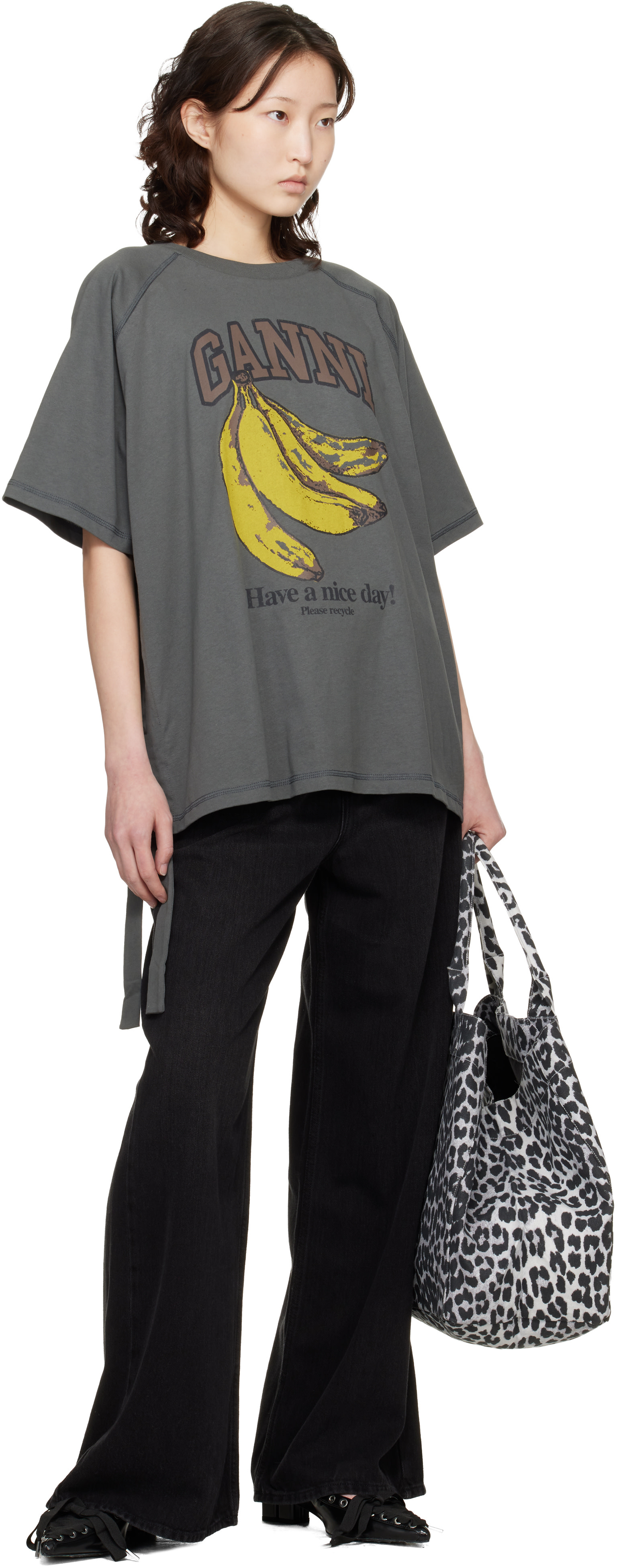 GANNI - T-shirt gris à image