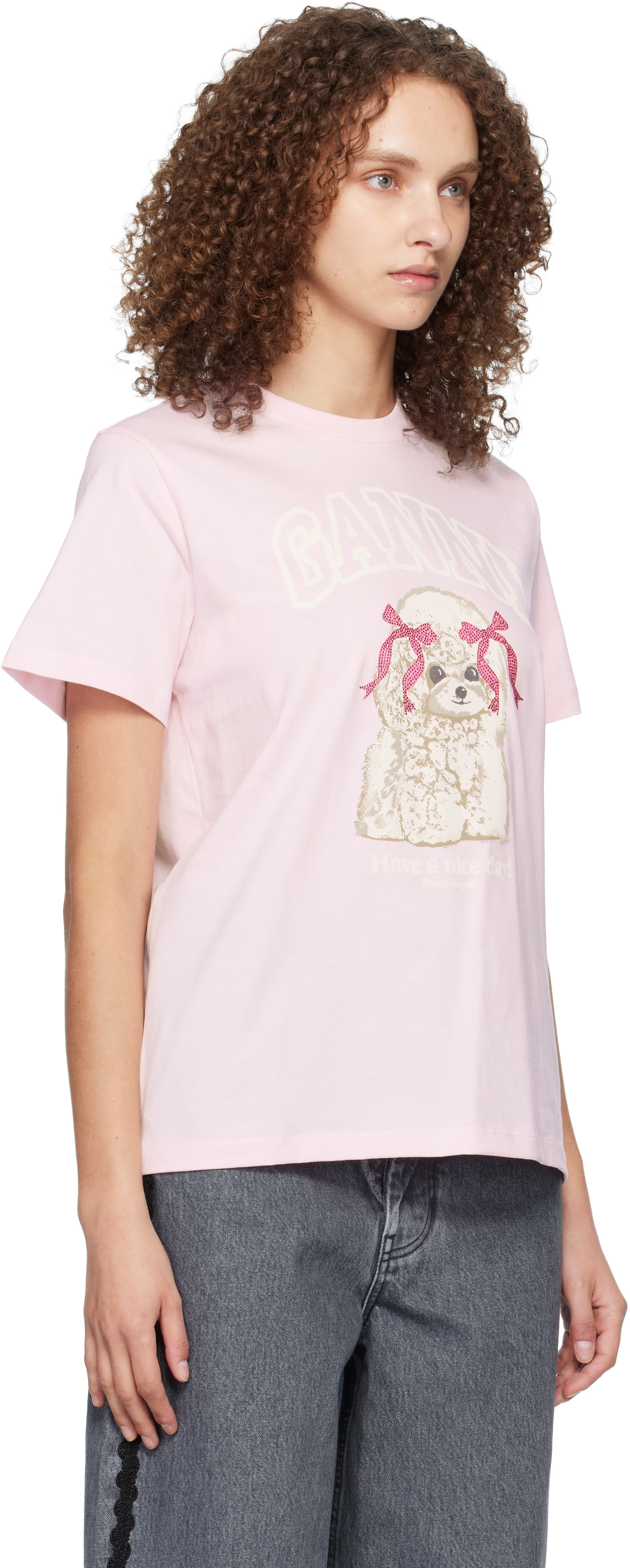 GANNI - T-shirt rose à image