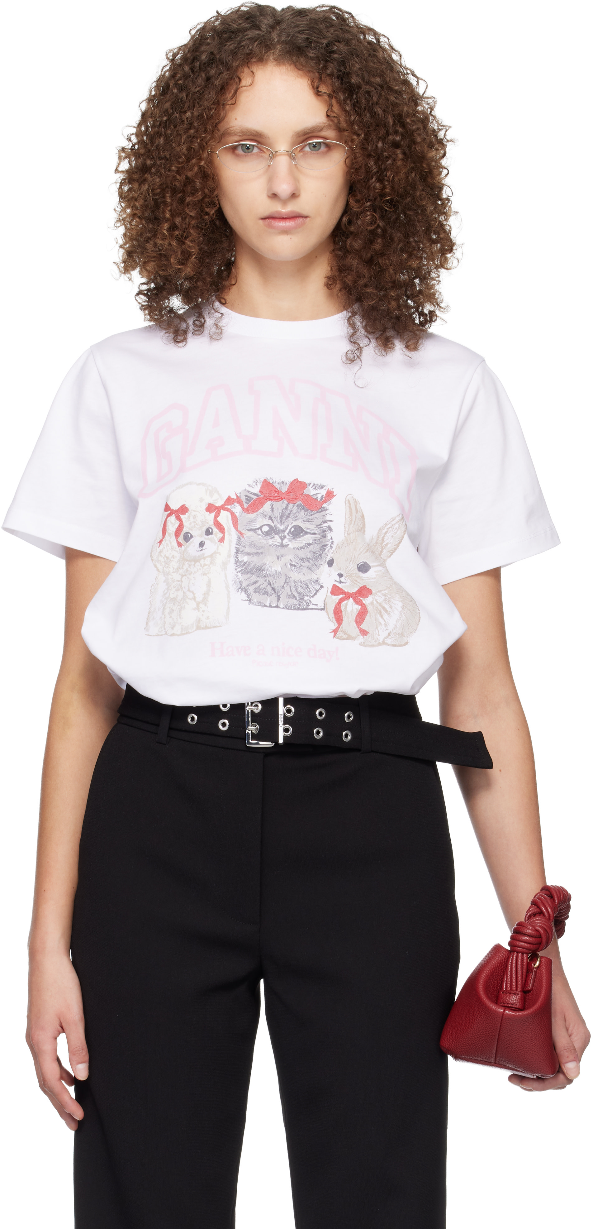 GANNI - T-shirt blanc à image