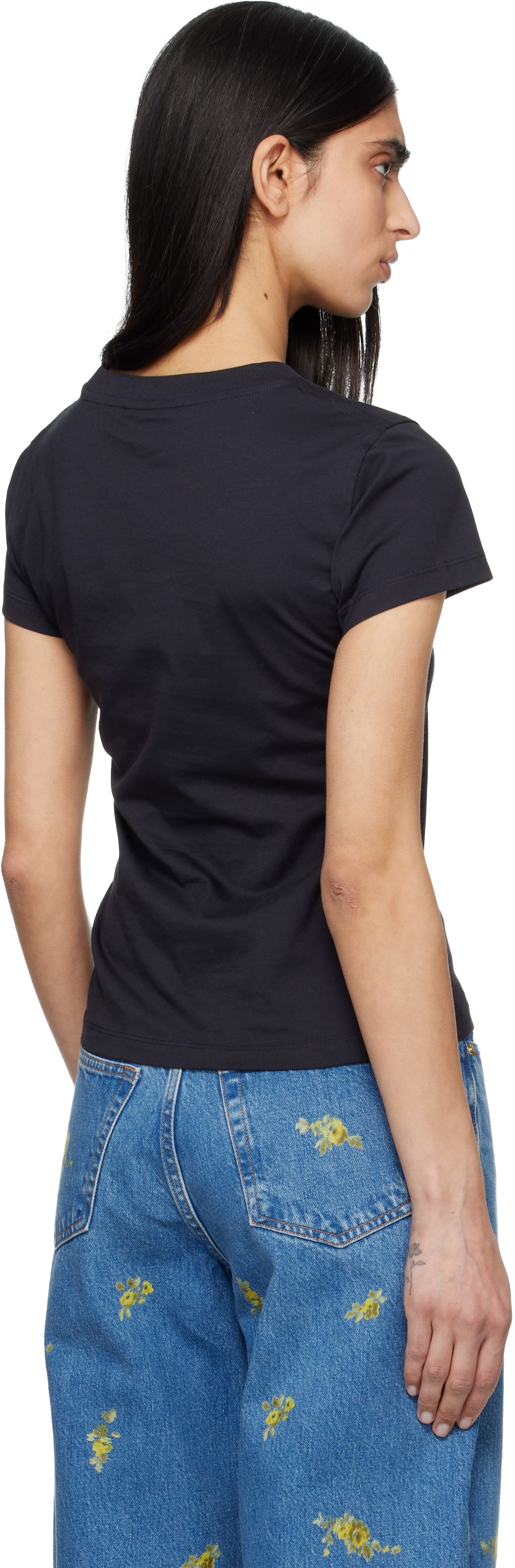 GANNI - Micro t-shirt noir à image