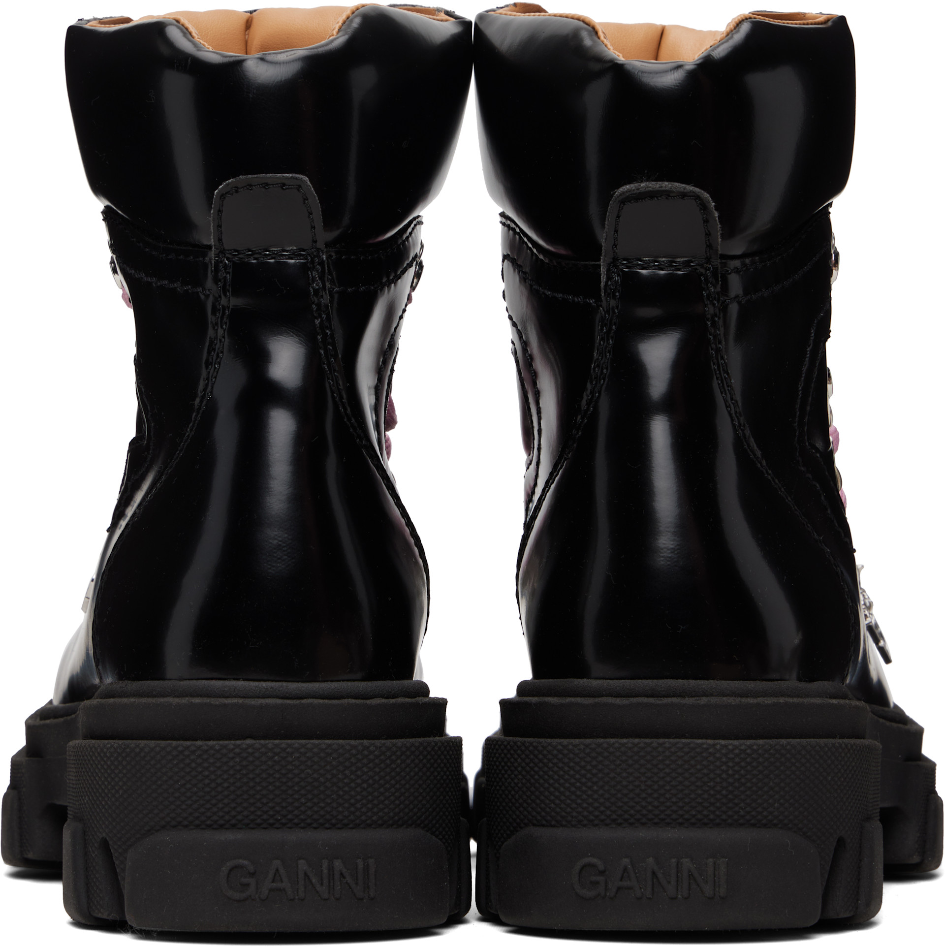 GANNI: Black Cleated Mountain Ankle Boot | SSENSE