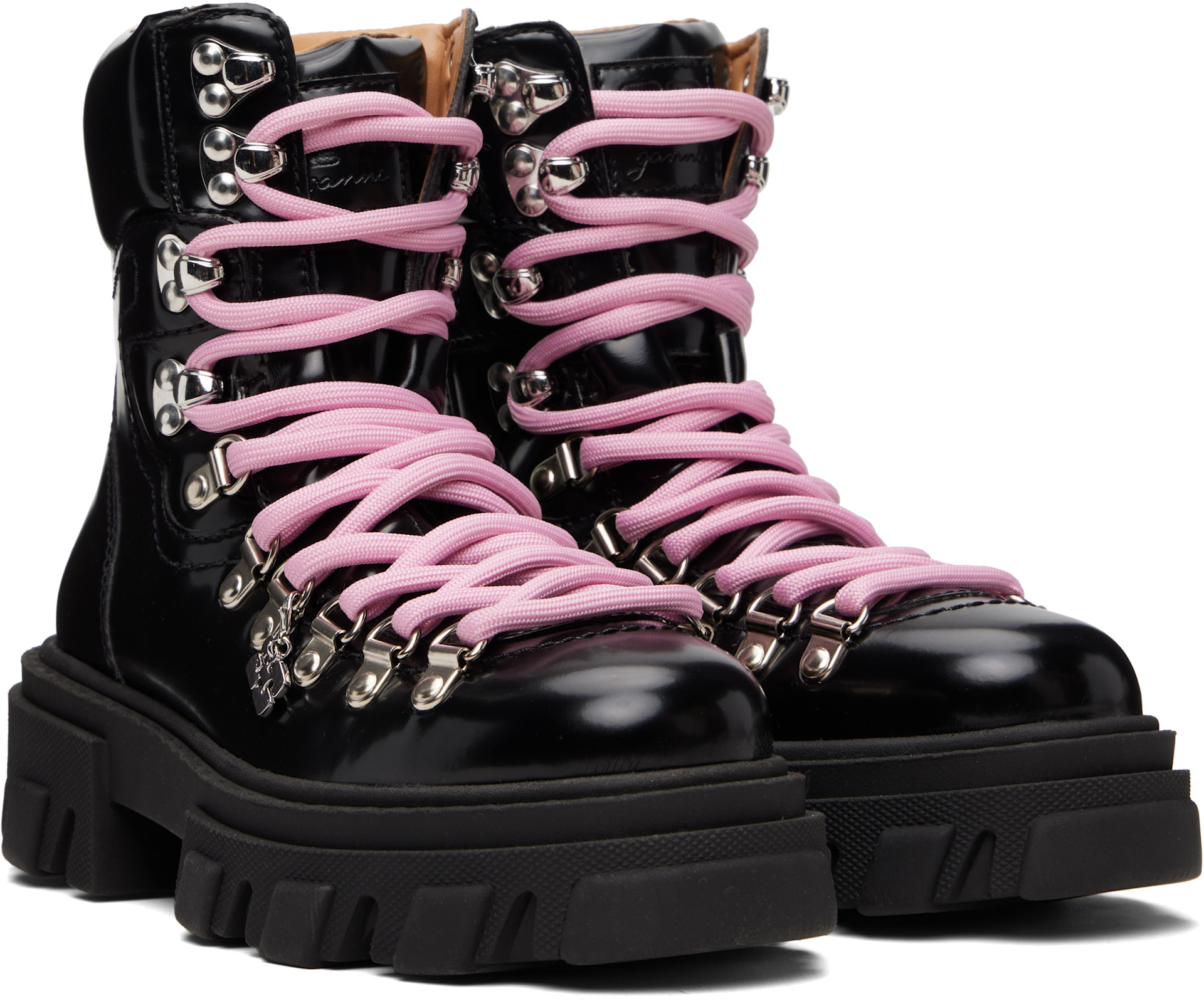GANNI: Black Cleated Mountain Ankle Boot | SSENSE