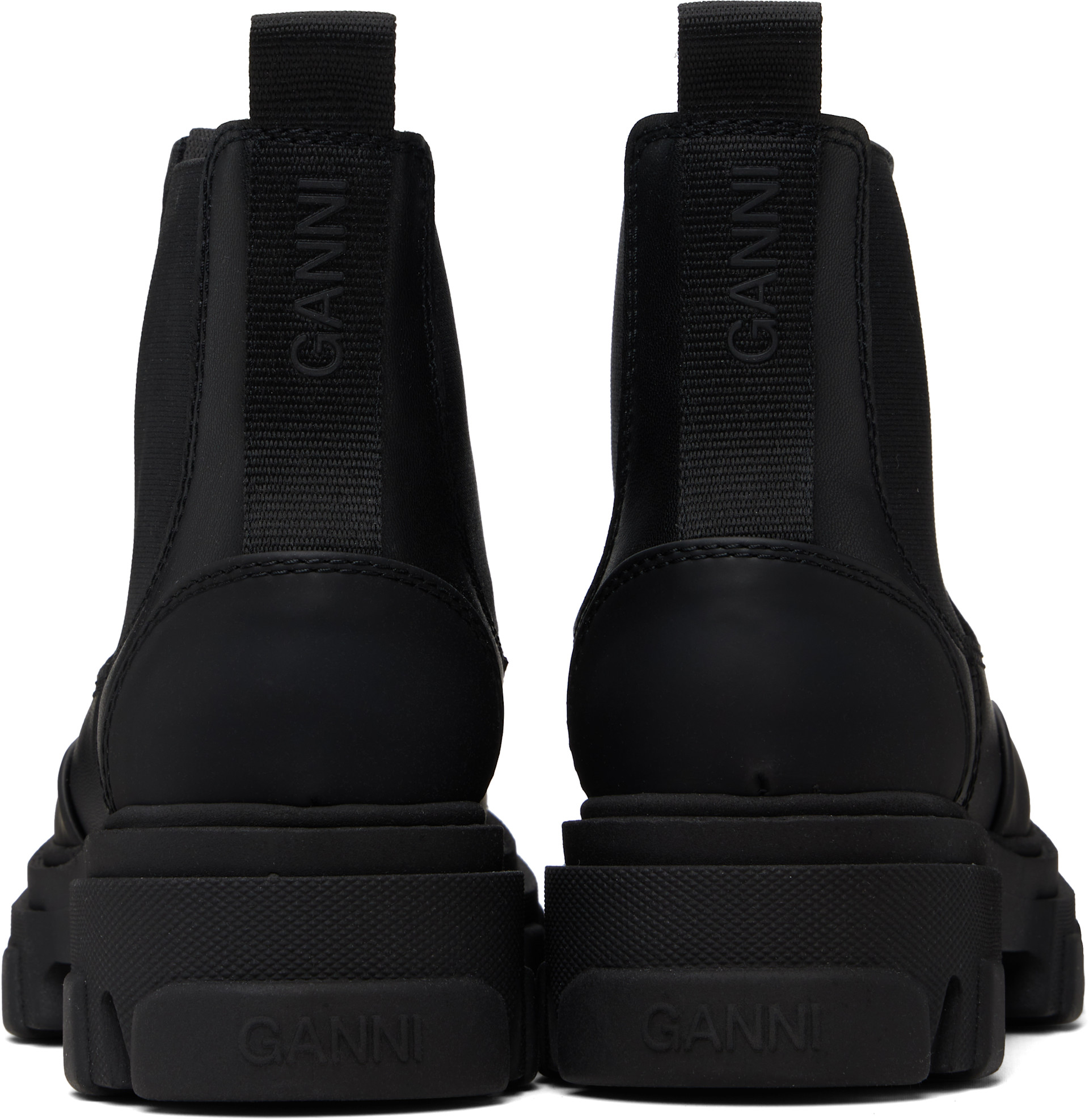 GANNI: Black Cleated Low Chelsea Boots | SSENSE