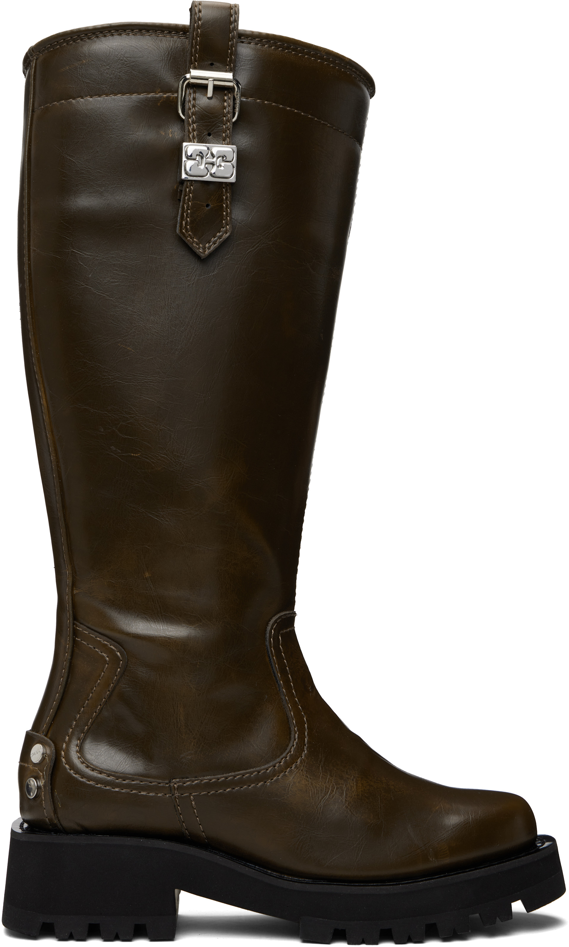GANNI - Bottes hautes brunes