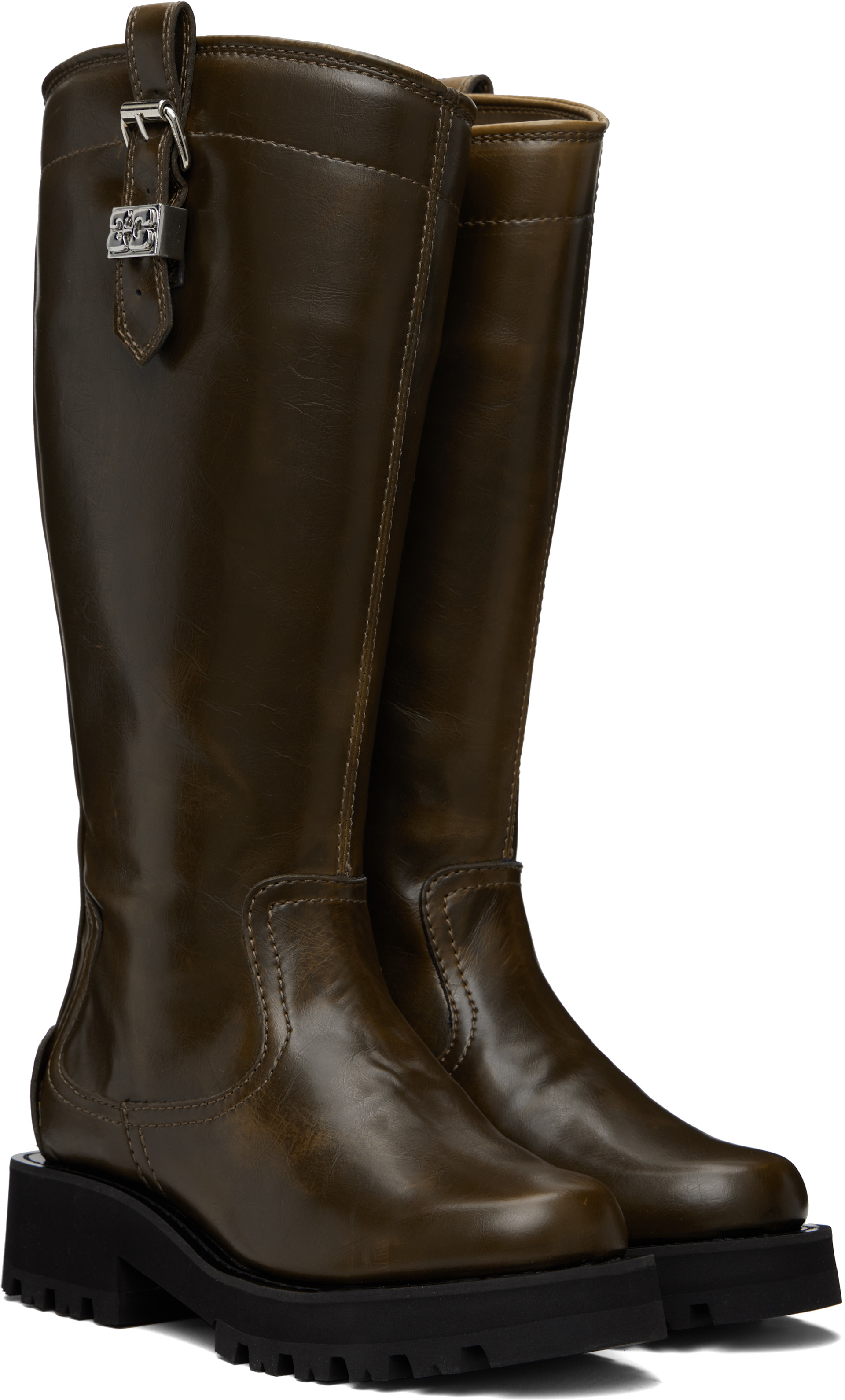 GANNI - Bottes hautes brunes