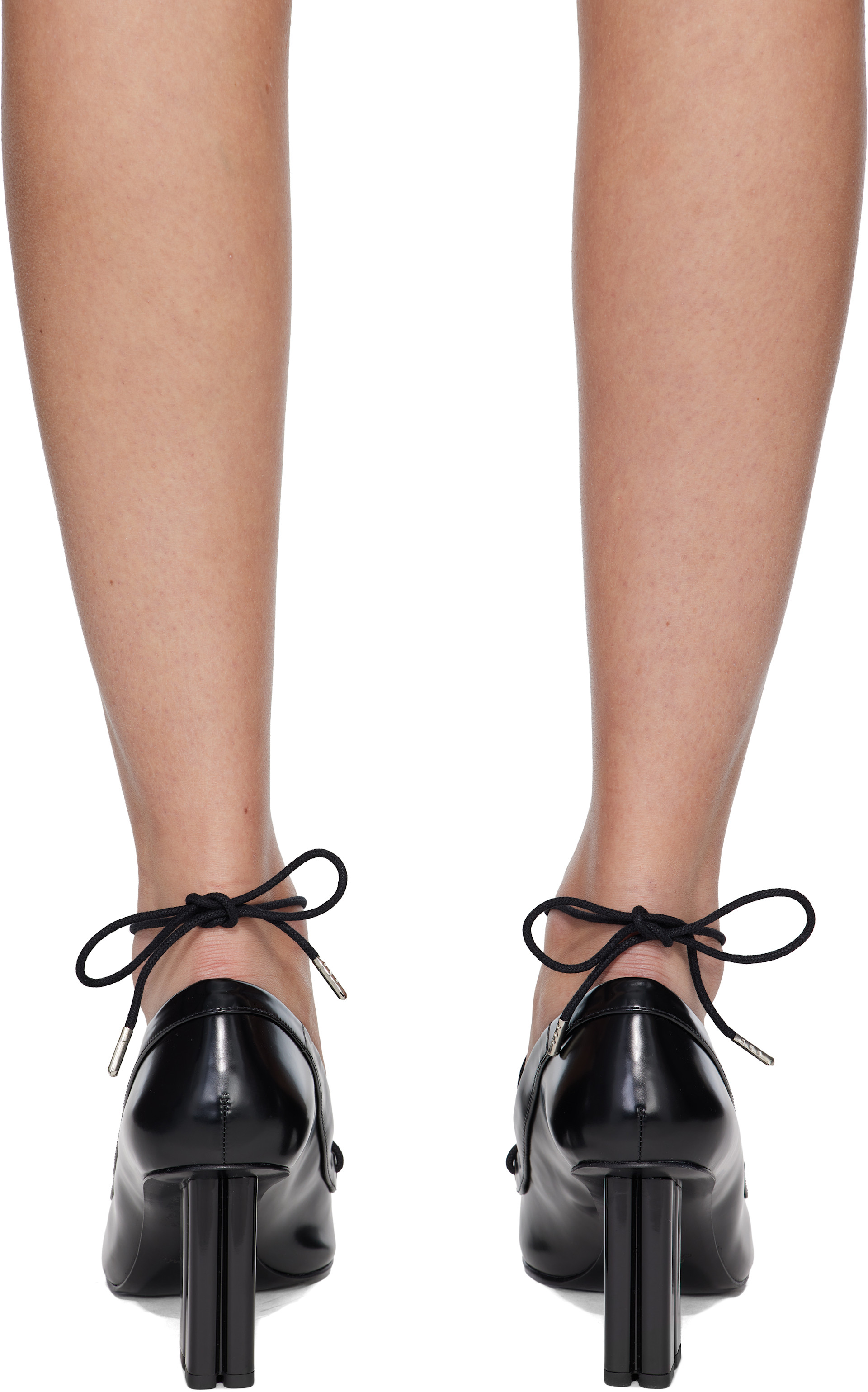 GANNI: Black Lace Up Butterfly High Heels | SSENSE