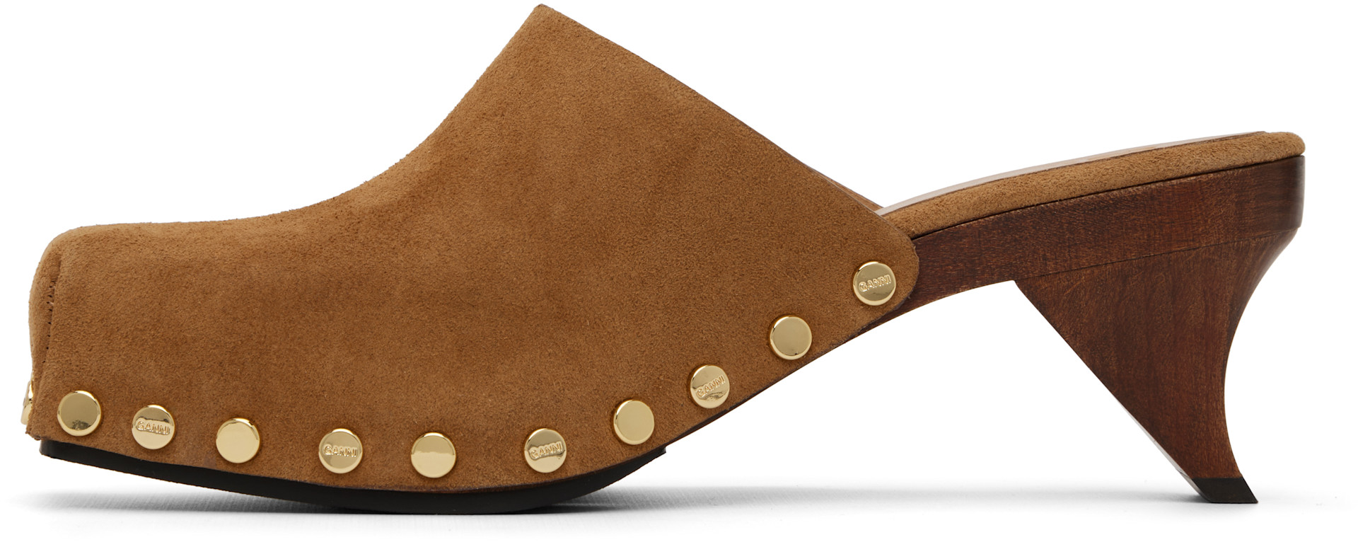GANNI: Brown June Sabot Mule Heels | SSENSE
