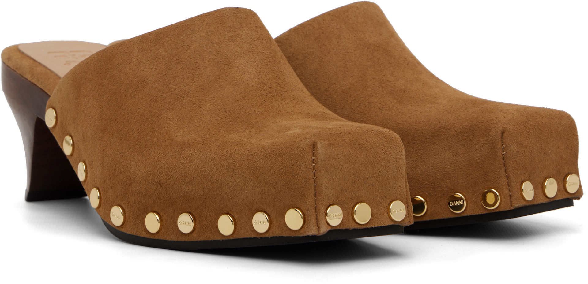 GANNI: Brown June Sabot Mule Heels | SSENSE