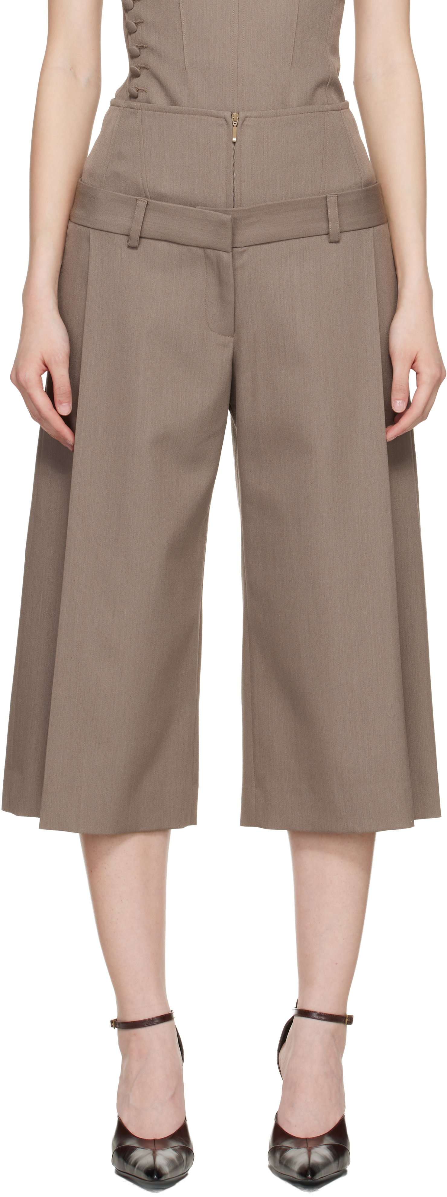 KNWLS: Taupe Jett Culottes Trousers | SSENSE