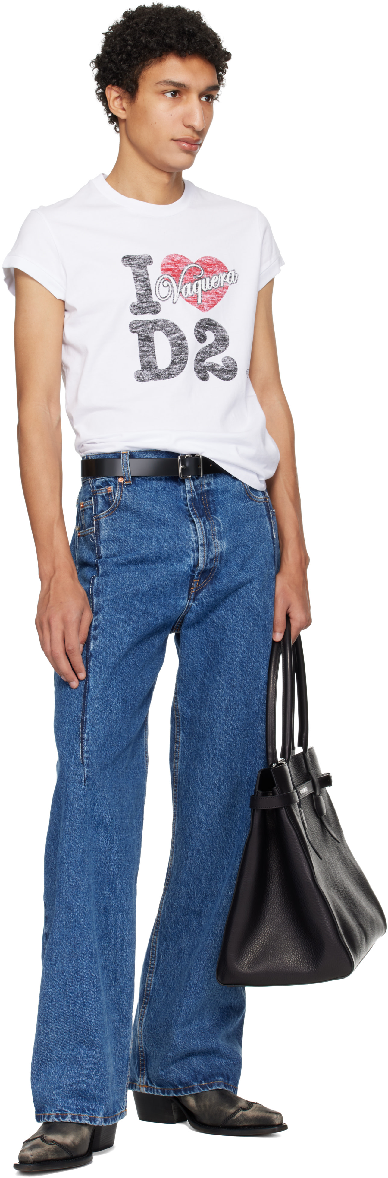 Dsquared2 - 블랙 심플 버클 벨트