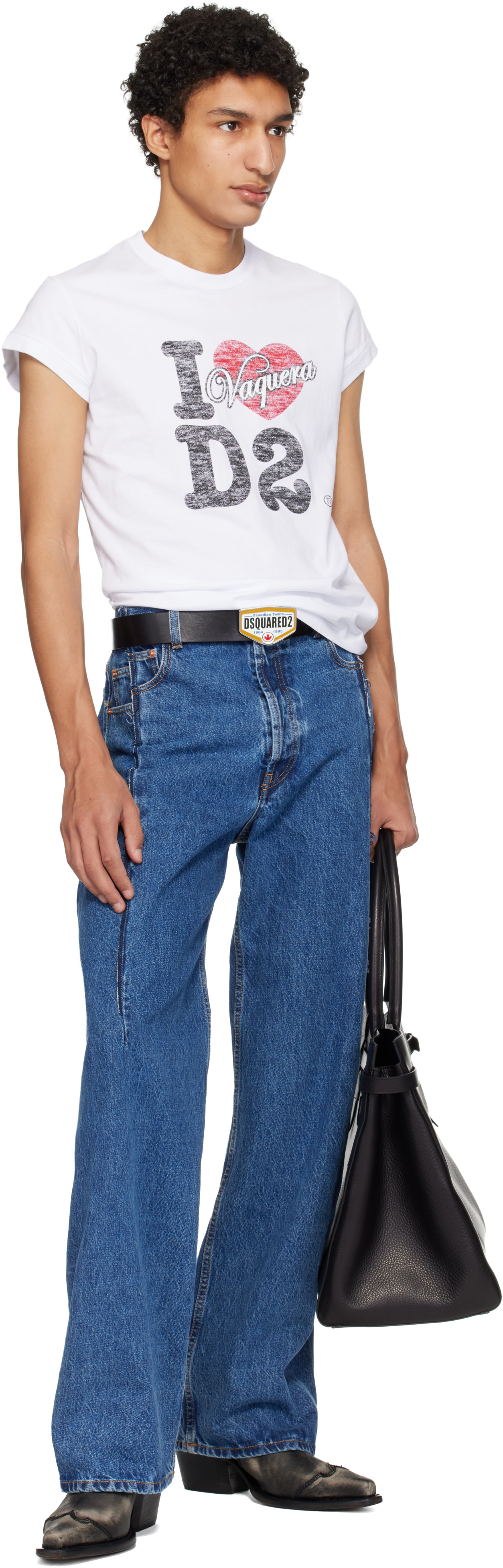 Dsquared2 - 블랙 디스퀘어드2 로고 플라크 벨트