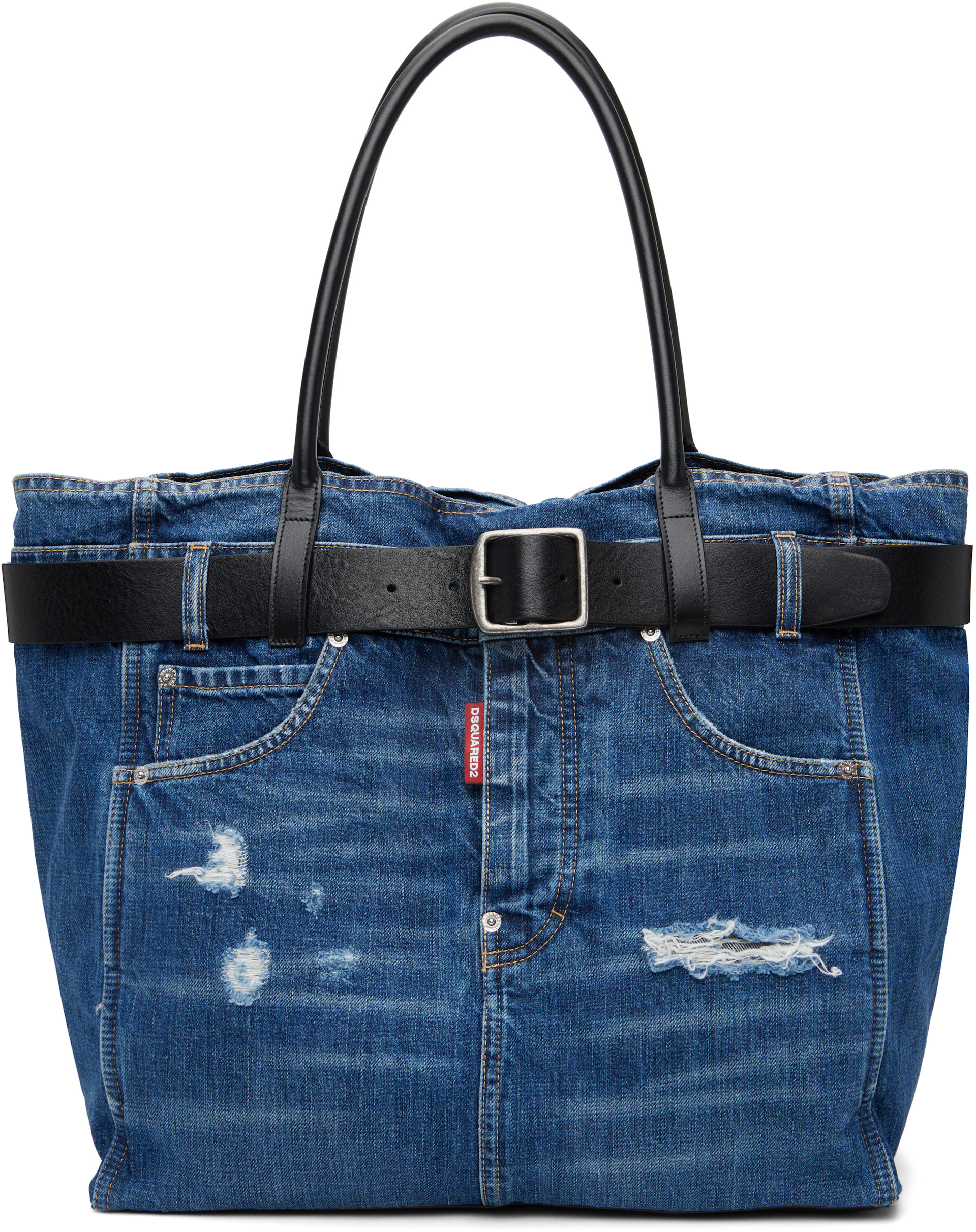 Dsquared2 - 블루 벨트 데님 토트백