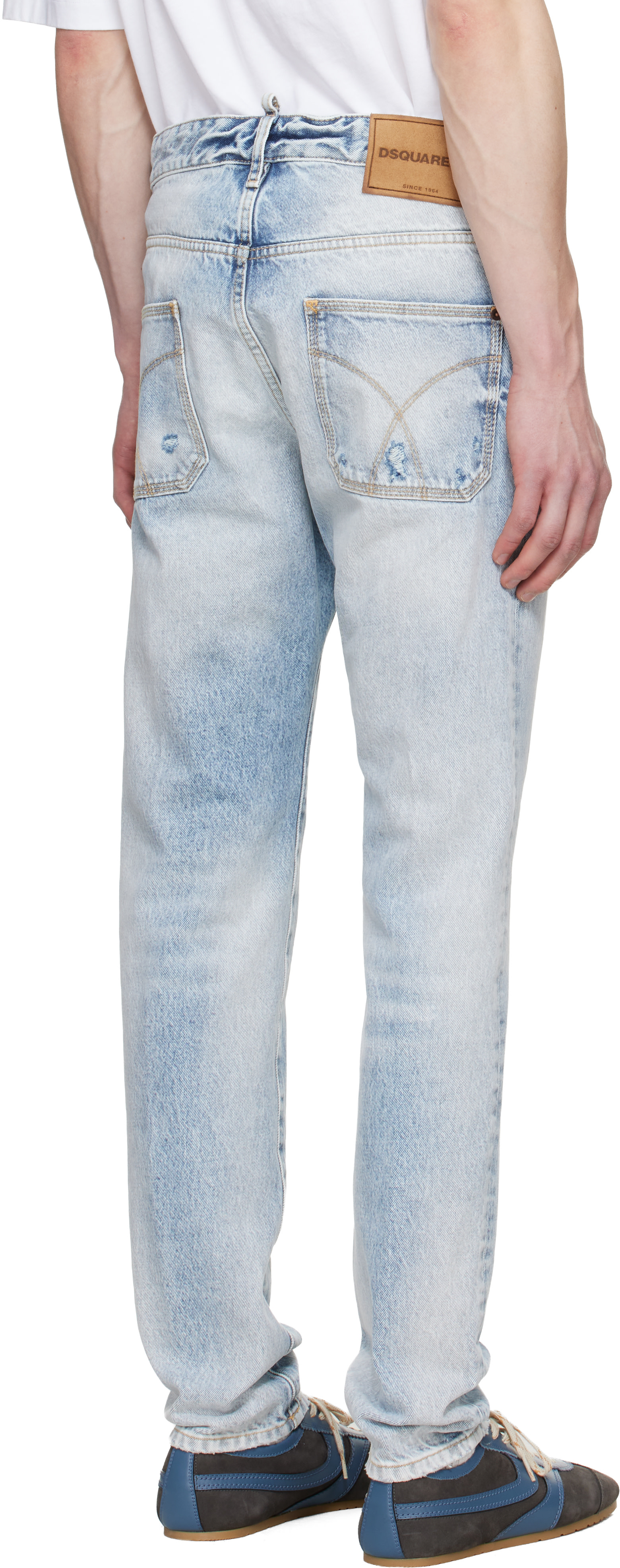 Dsquared2: Blue Light Diagonale Wash Teddy Jeans | SSENSE