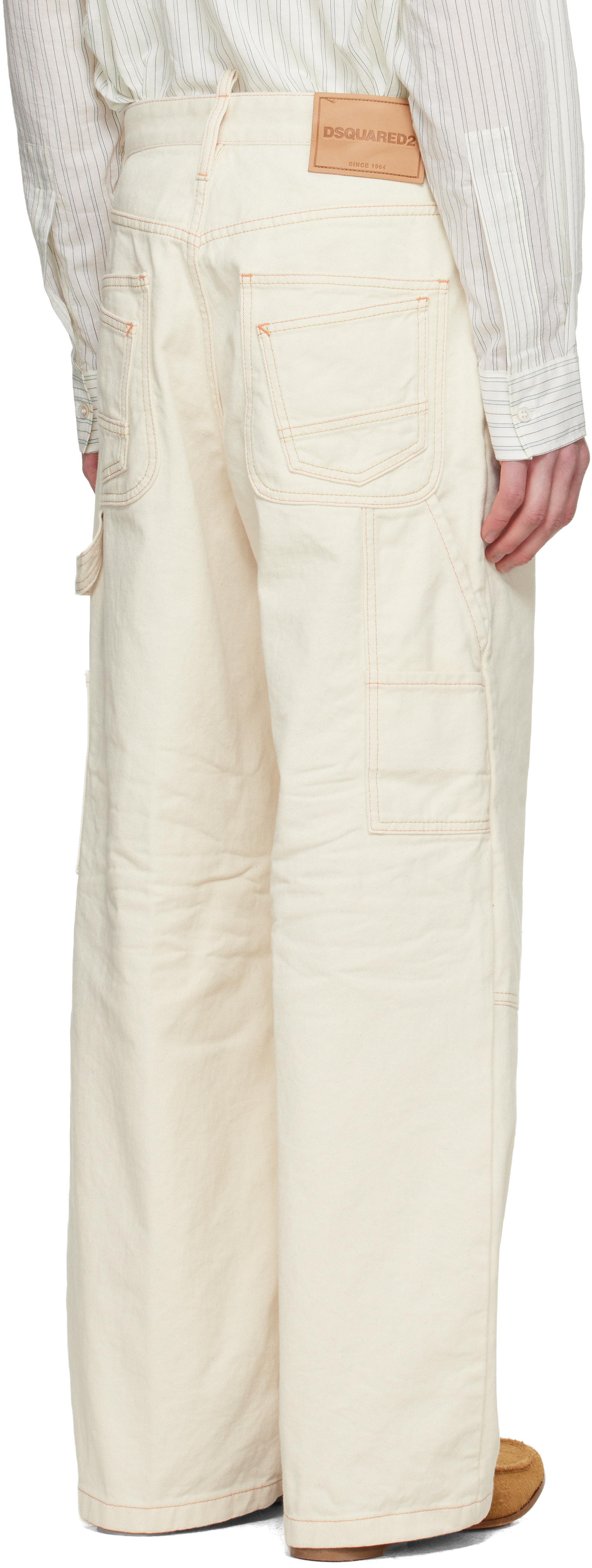 Dsquared2: Off-White Baggy Carpenter Trousers | SSENSE