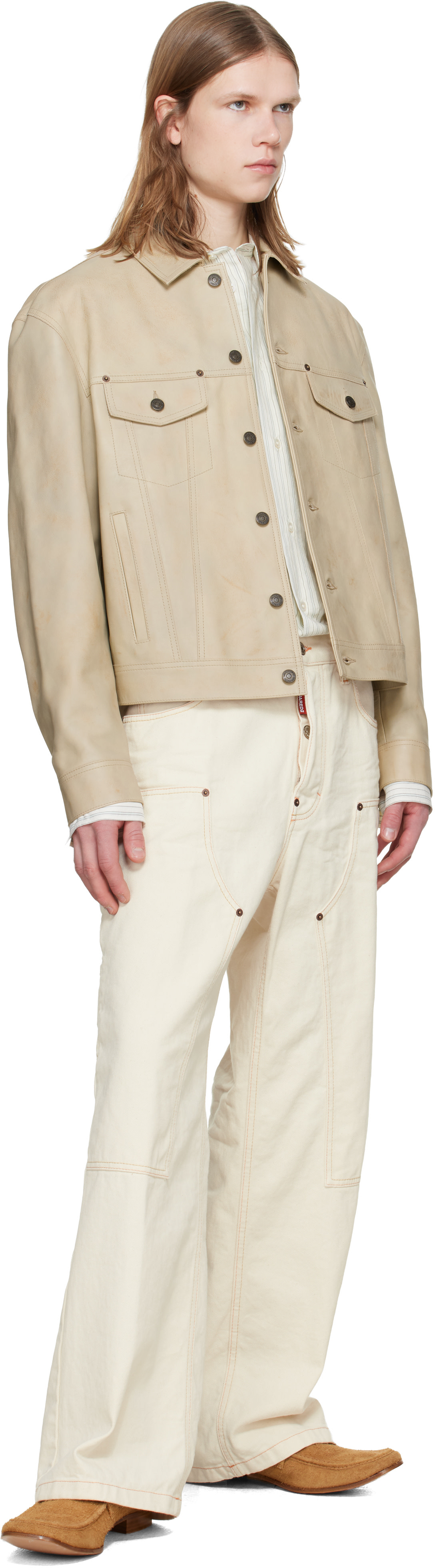 Dsquared2 - Pantalon menuiser ample blanc cassé