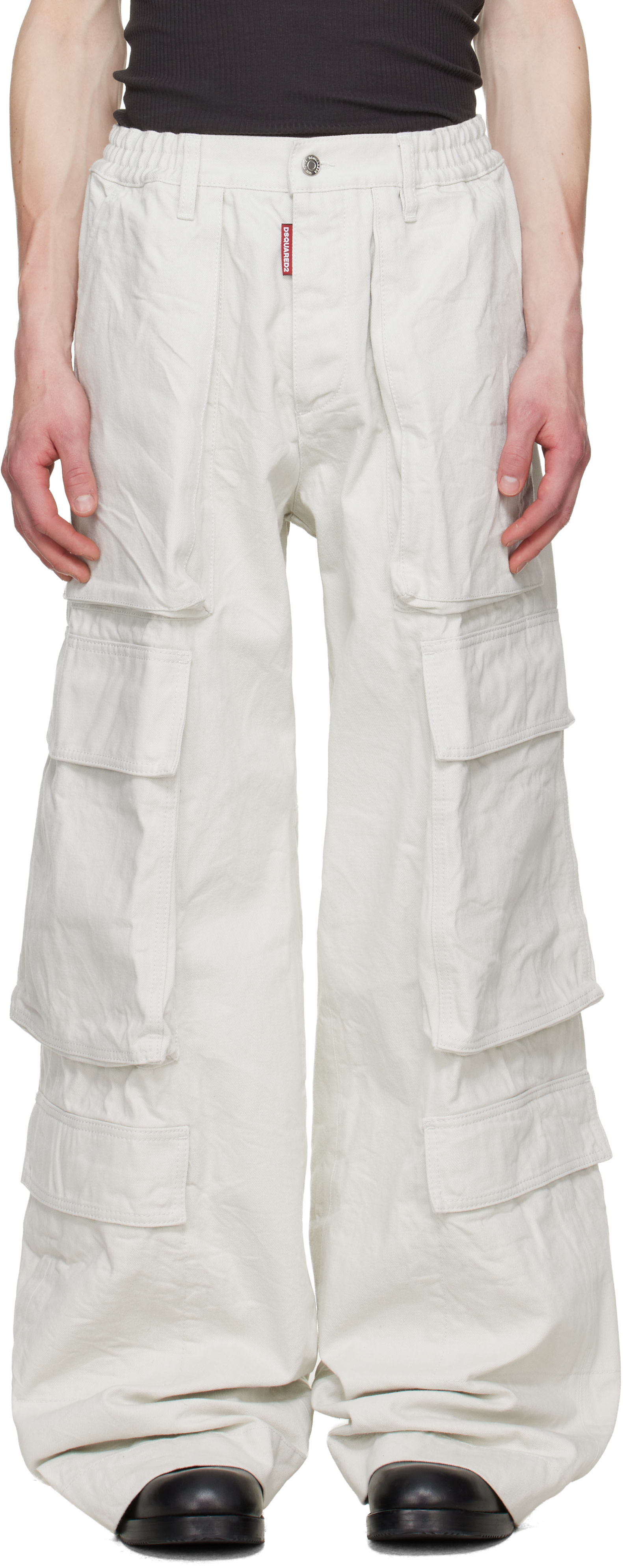 Dsquared2 - Pantalon cargo utilitaire blanc cassé