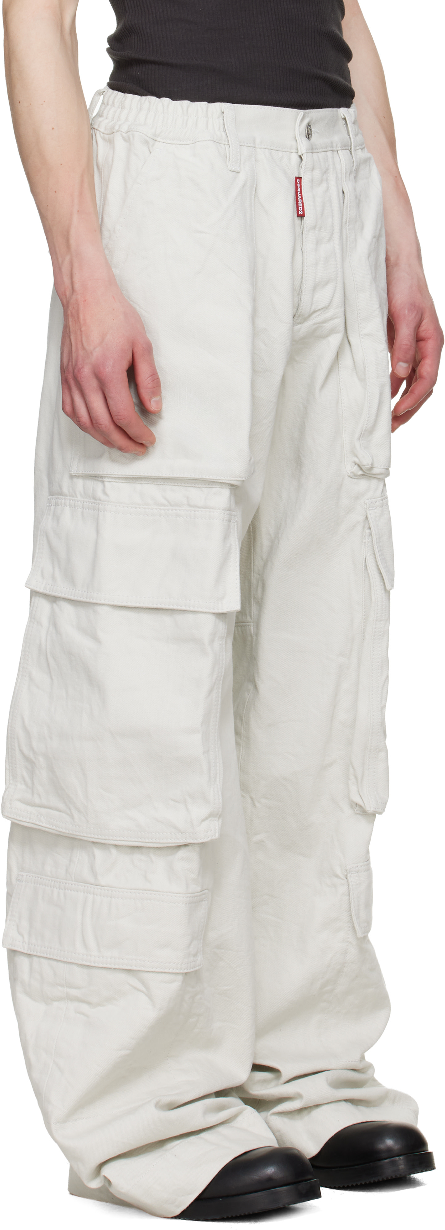 Dsquared2 - Pantalon cargo utilitaire blanc cassé