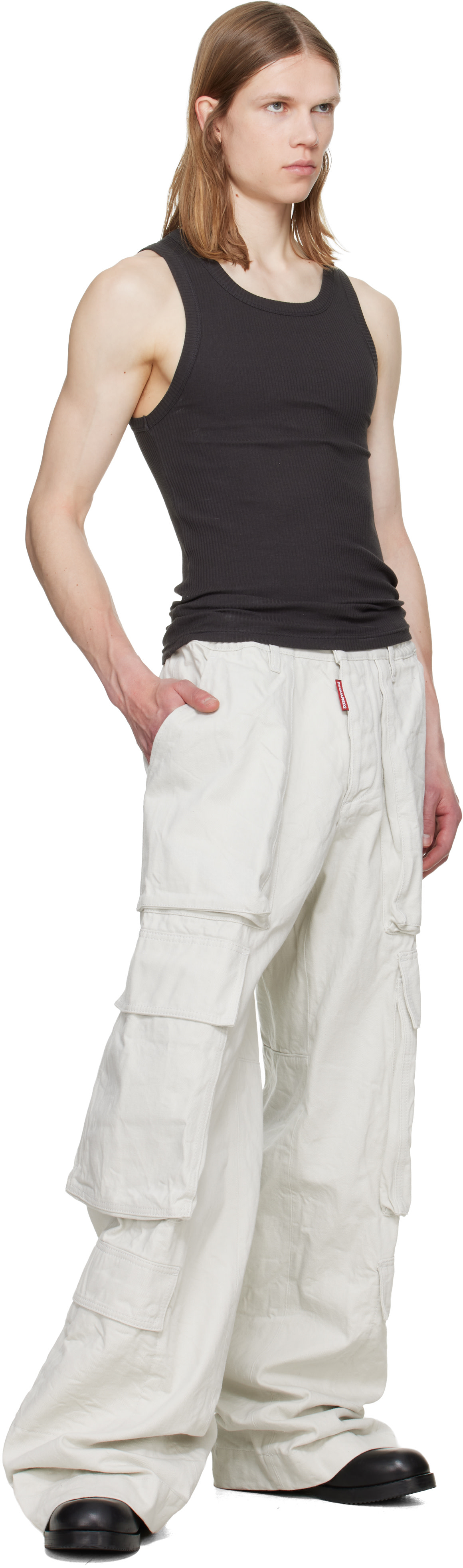 Dsquared2 - Pantalon cargo utilitaire blanc cassé