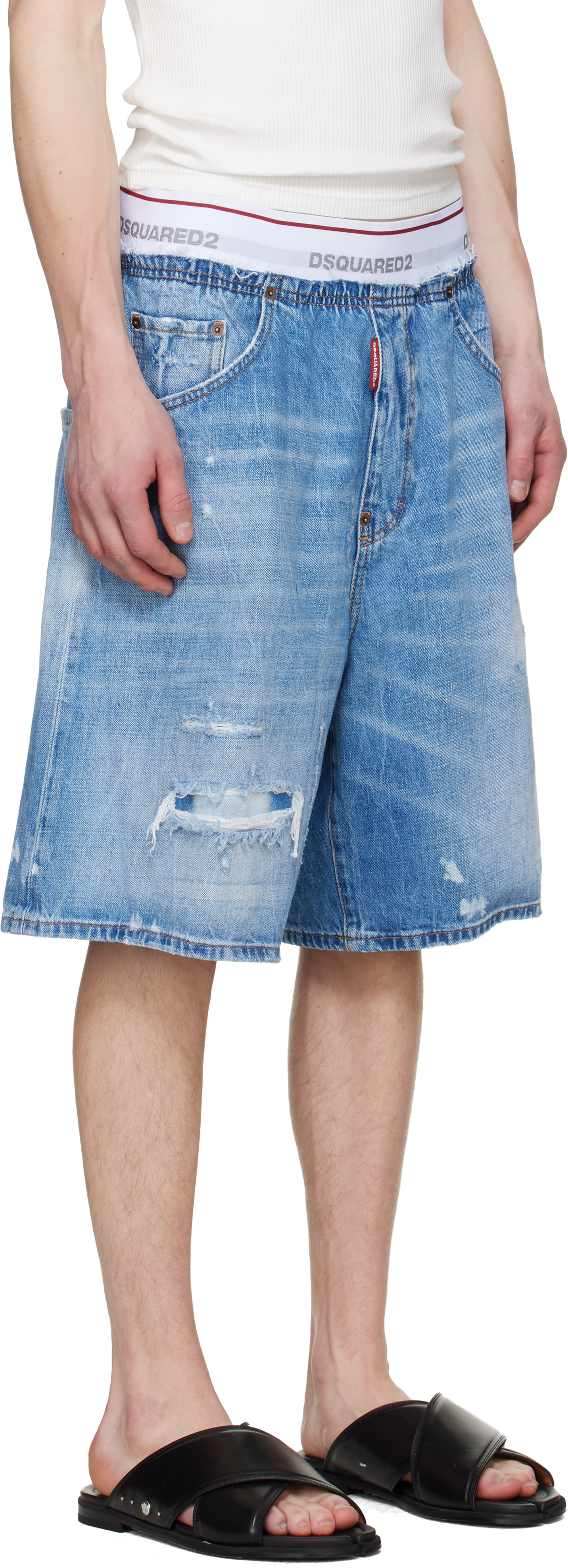 Dsquared2: Blue Light Wash Surfer Denim Shorts | SSENSE