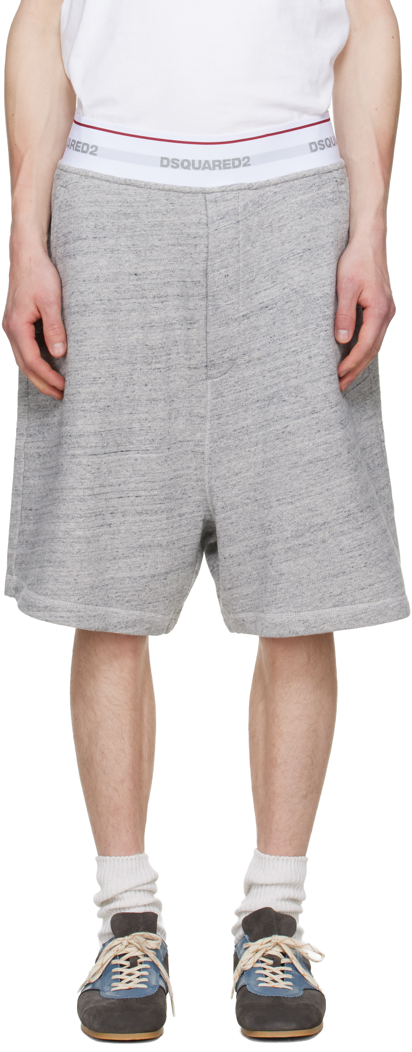 Dsquared2 - Short ample gris à taille à logos