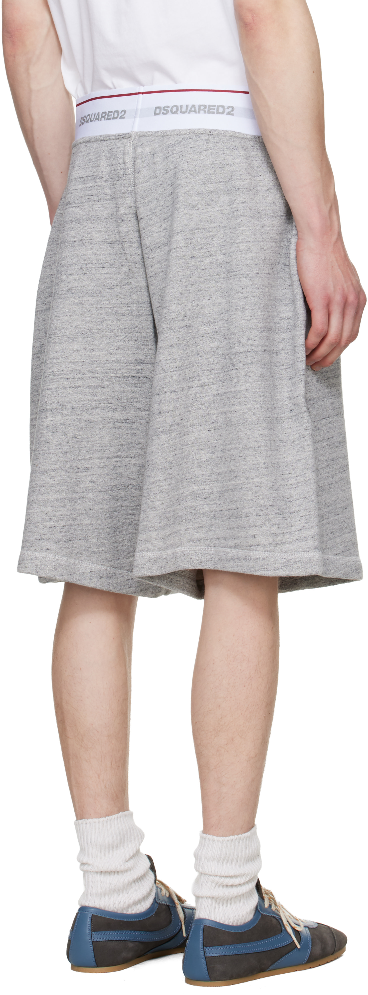 Dsquared2 - Short ample gris à taille à logos